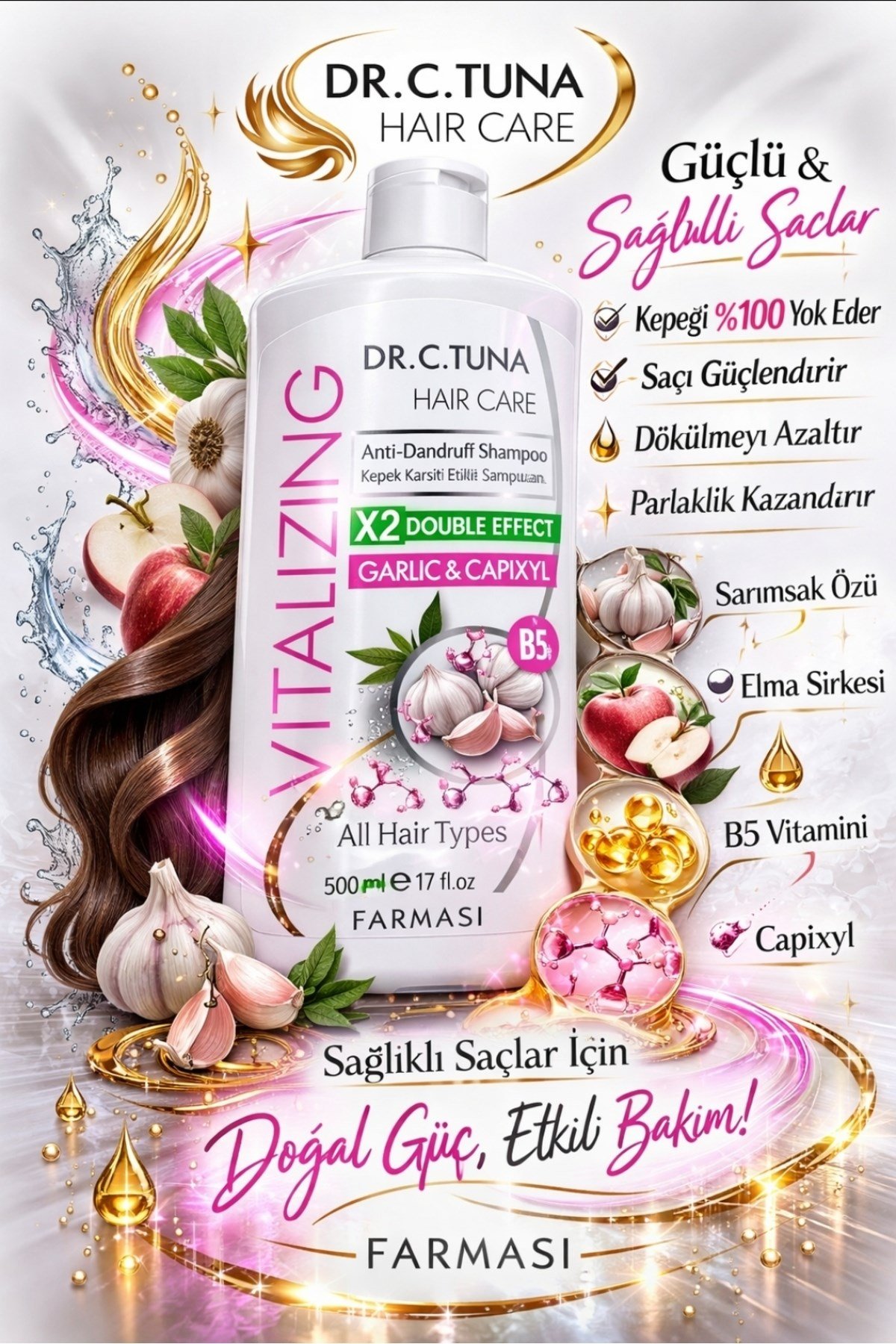 KEPEĞE KARŞI ŞAMPUAN & SARIMSAKLI ŞAMPUAN 500ML+500ML