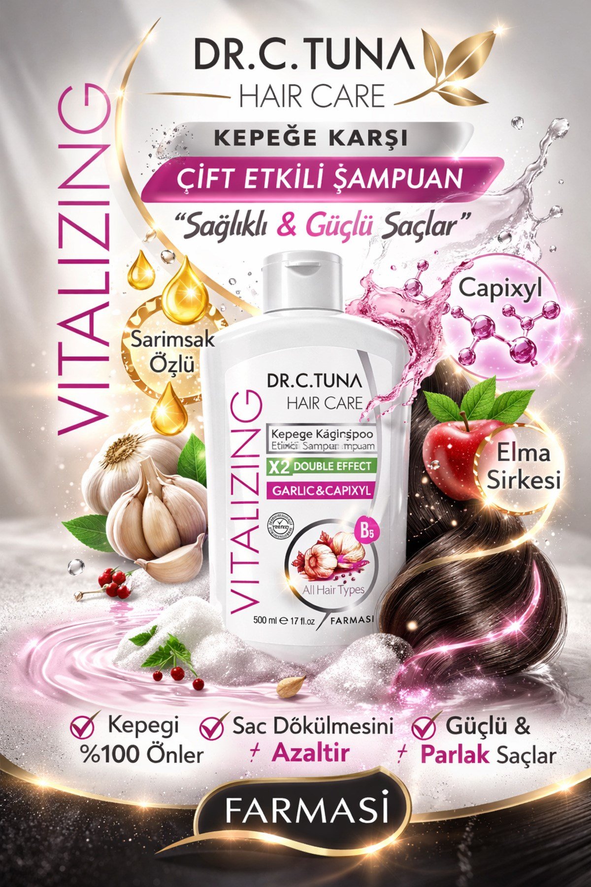 KEPEĞE KARŞI ŞAMPUAN & SARIMSAKLI ŞAMPUAN 500ML+500ML