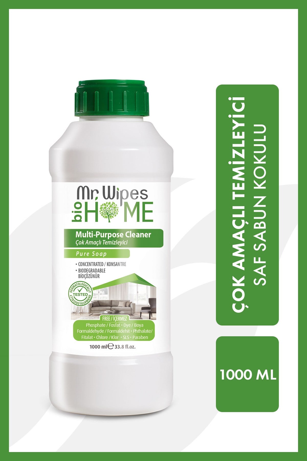 Mr. Wipes Konsantre Çok Amaçlı Temizleyici Saf Sabun Kokulu 1000 ml