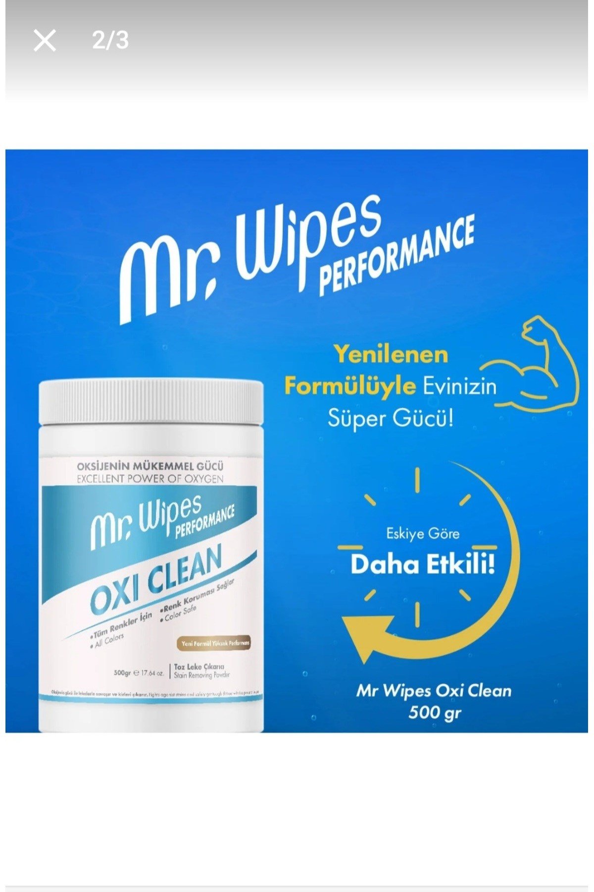 Mr. Wipes Oxi Clean Leke Çıkarıcı 2 x 500 gr 2 Li||AVANTAJLI SET|| ORJİNAL ÜRÜN ||HIZLI GÖNDERİM