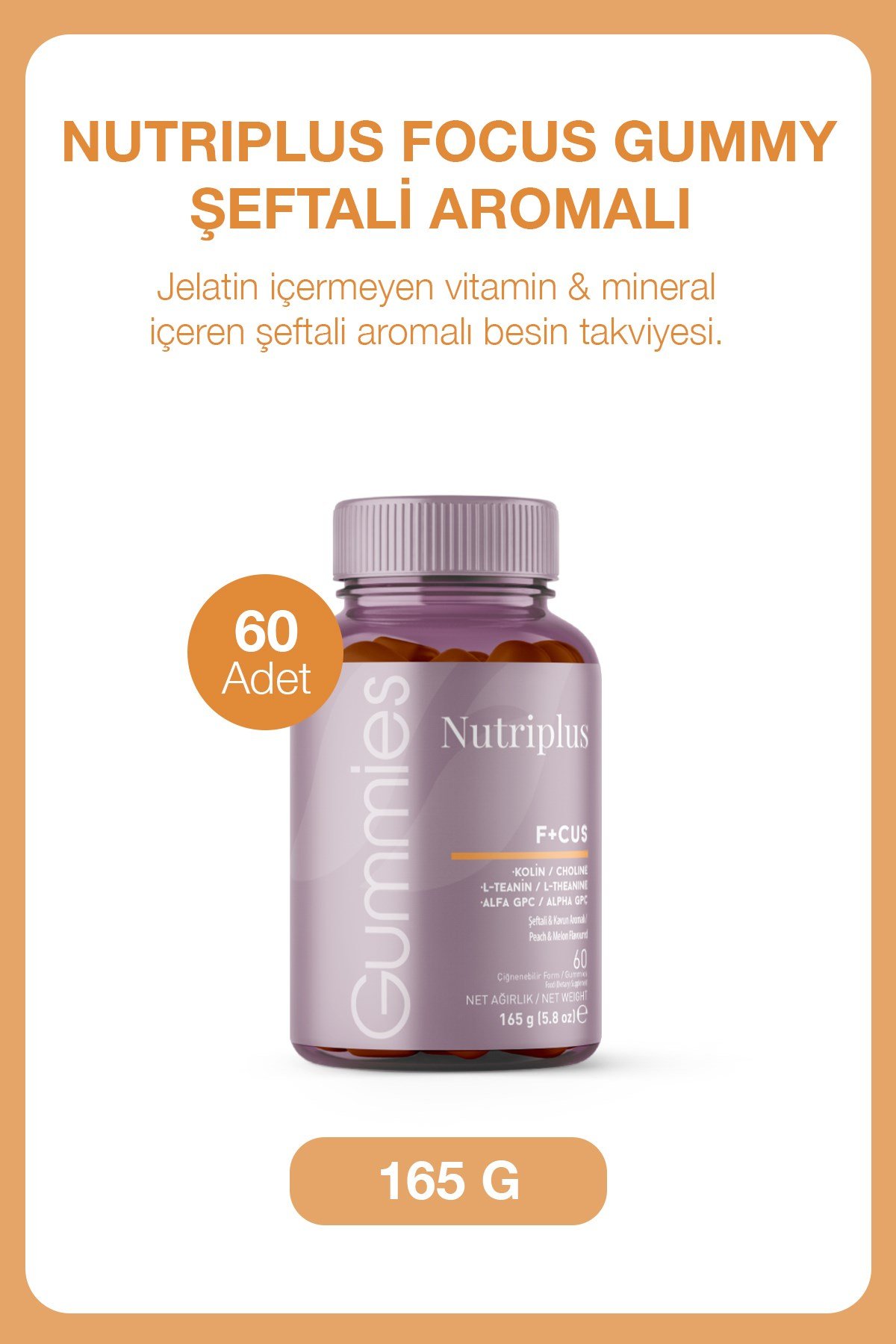 Nutriplus Focus Gummy Şeftali Aromalı 60 Adet