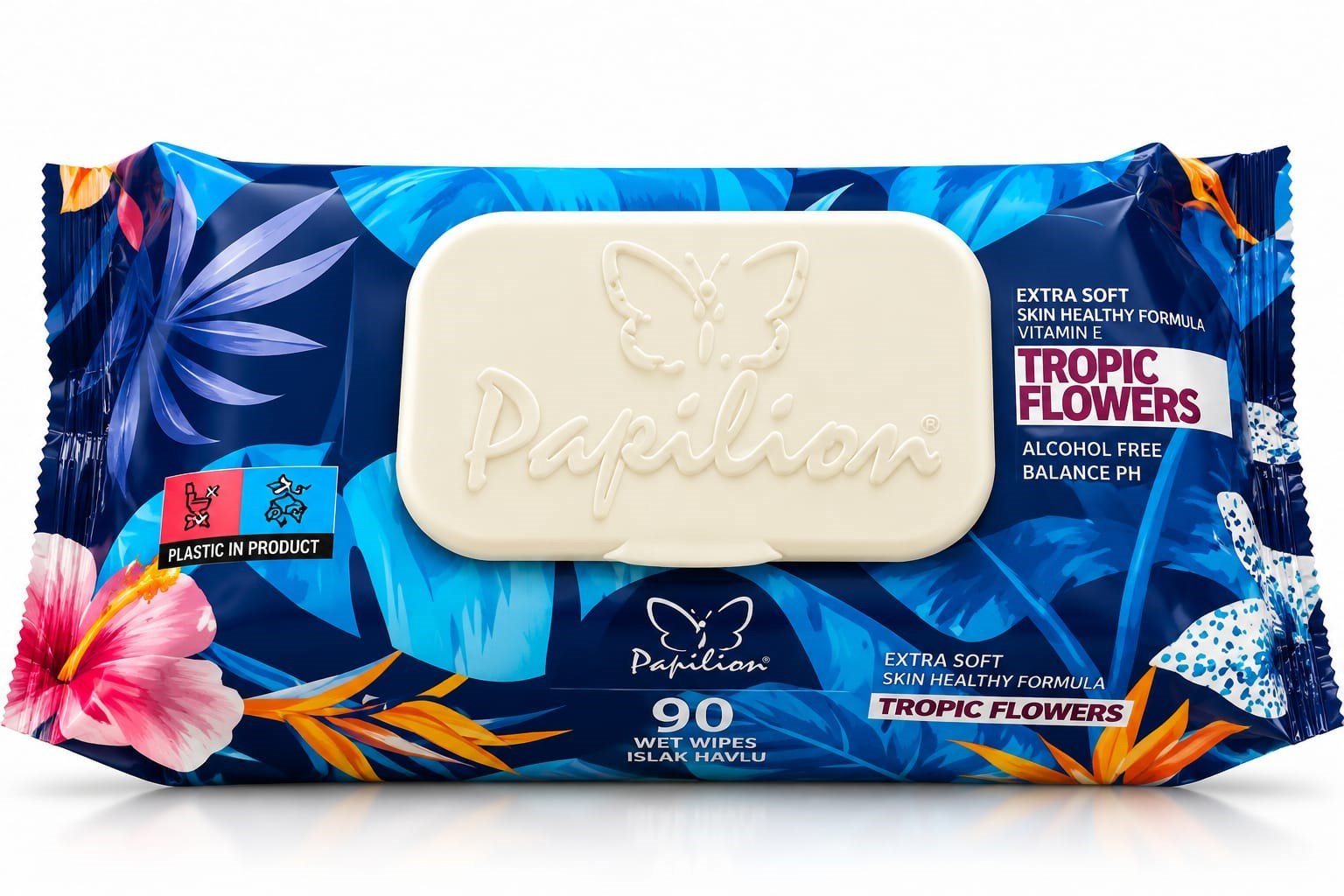 Papilion Islak Mendil Tropıc Flowers 90 Lı