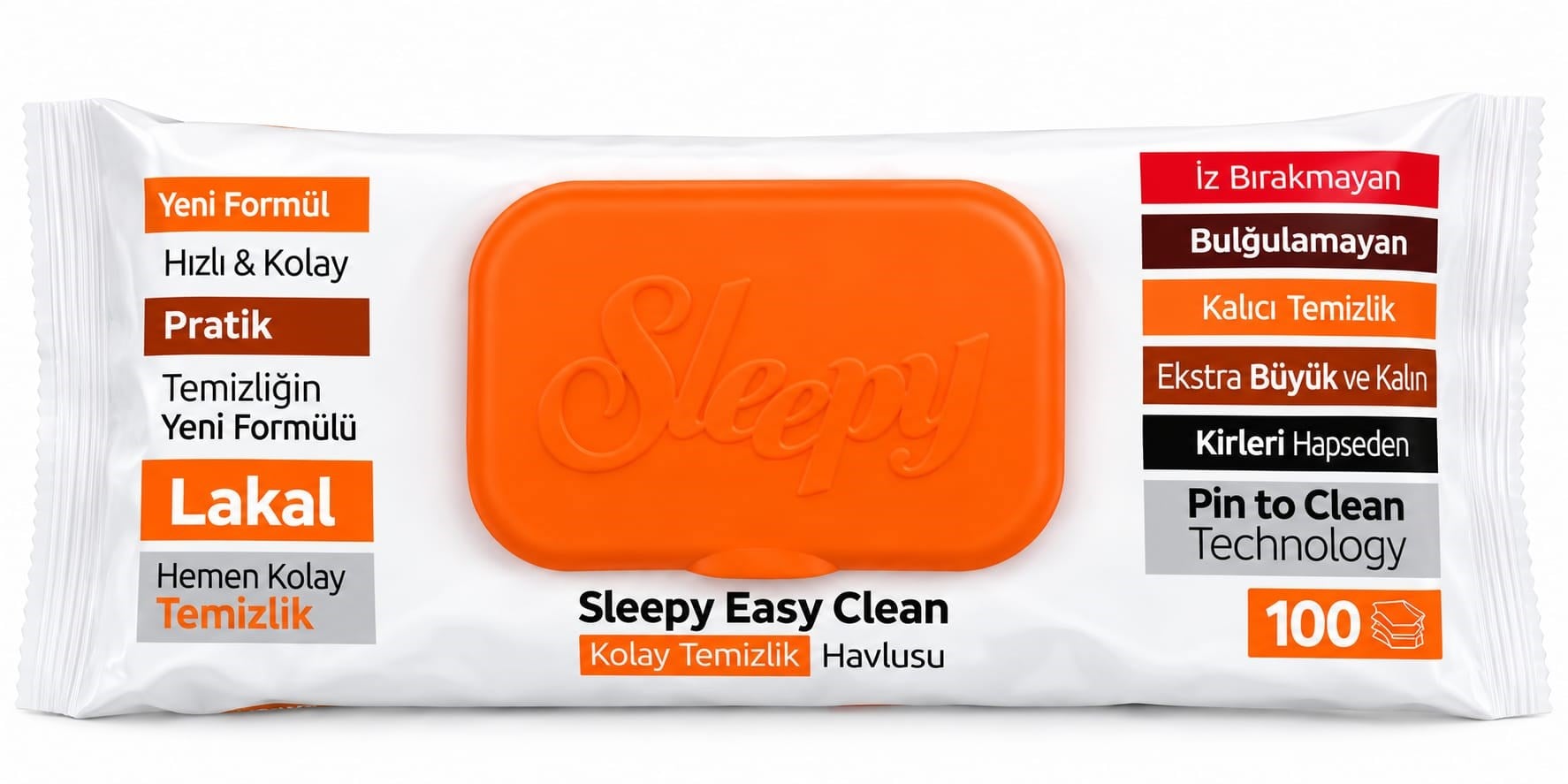 Sleepy Yüzey Temizlik Havlusu Portakallı 100 Lü