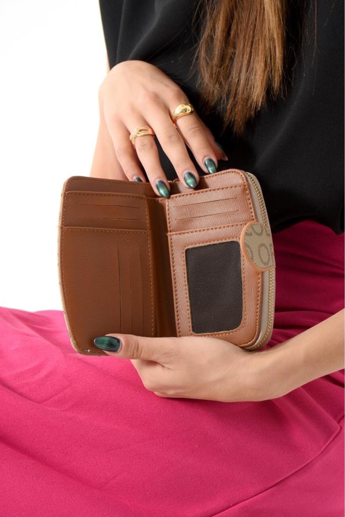 Berry Vizonkamelempirme Baskı Kadın El Cüzdanı 11.5x15.5 Ebatında