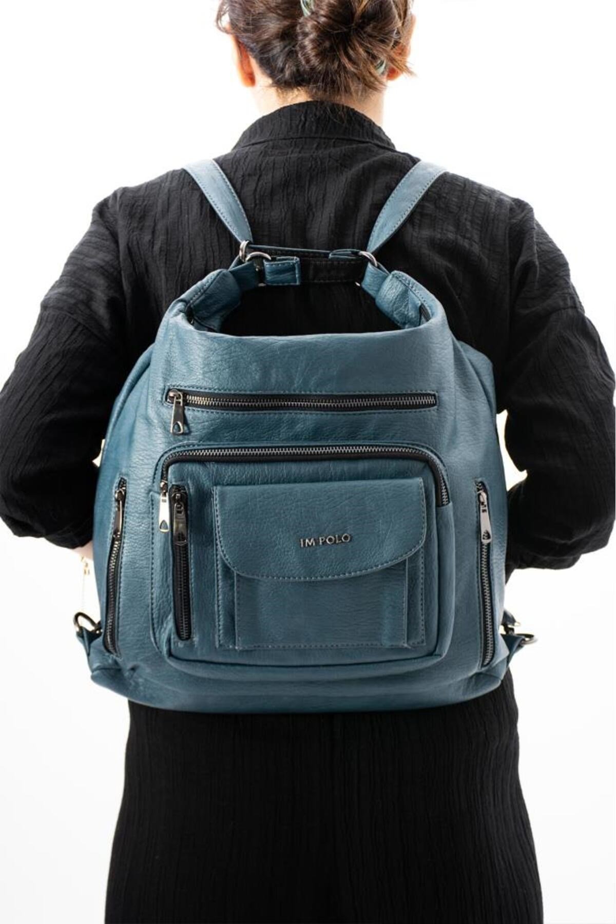 Delilah Indigo R.v.n Petrol Yeşili Çok Amaçlı Kadın Sırt Ve Omuz Çanta 36x43 Ebatında