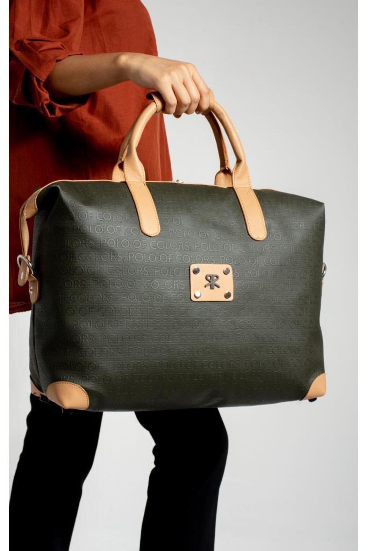 İmpolo BigBag HakiYeşiliTabaGofraj Baskı Çok Amaçlı Seyhat Çantası 40x58 Ebatında