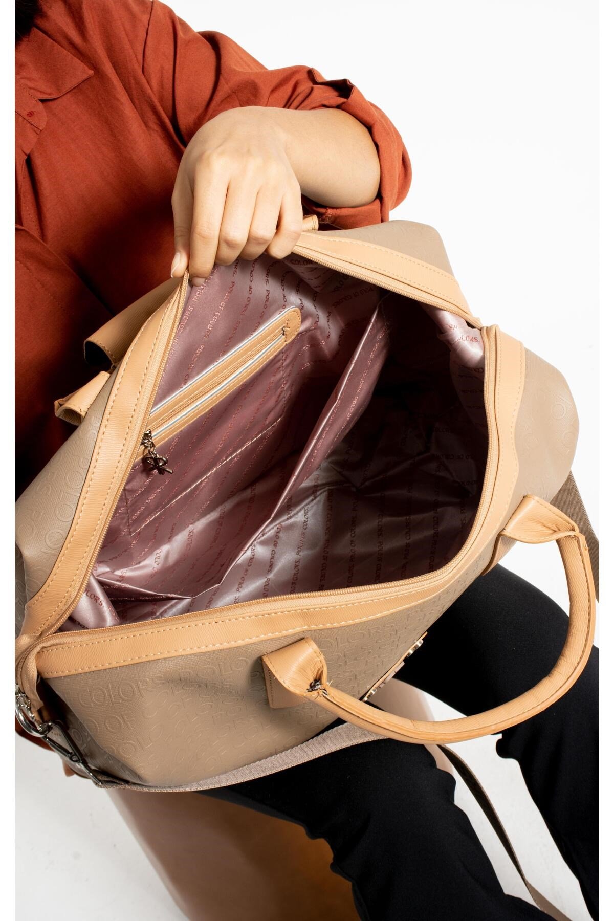 İmpolo BigBag KumTabaGofraj Baskı Çok Amaçlı Seyhat Çantası 40x58 Ebatında