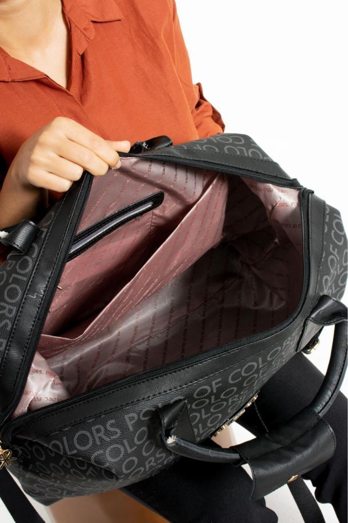 İmpolo BigBag SiyahEmpirme Baskı Çok Amaçlı Seyhat Çantası 40x58 Ebatında