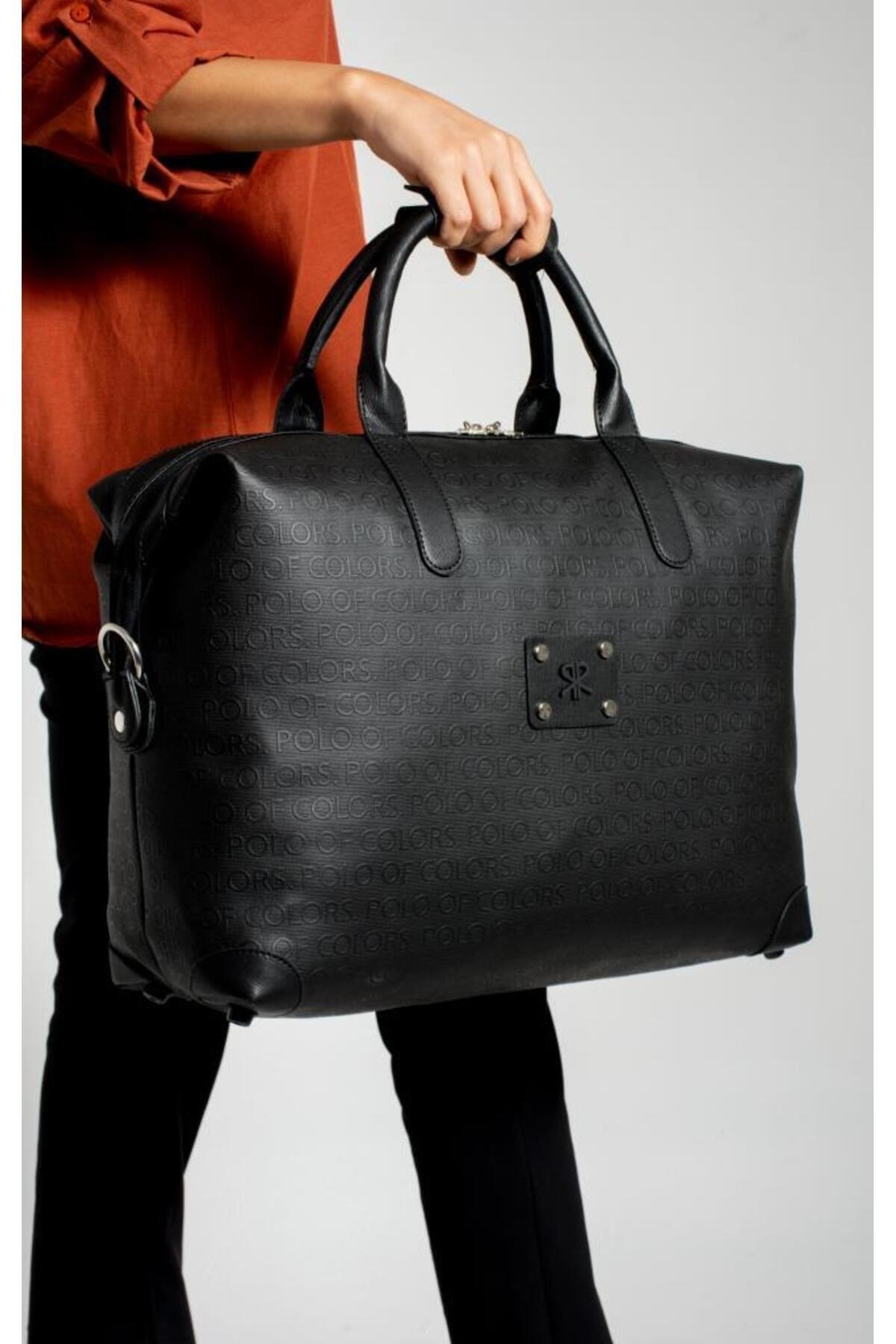 İmpolo BigBag SiyahGofraj Baskı Çok Amaçlı Seyhat Çantası 40x58 Ebatında