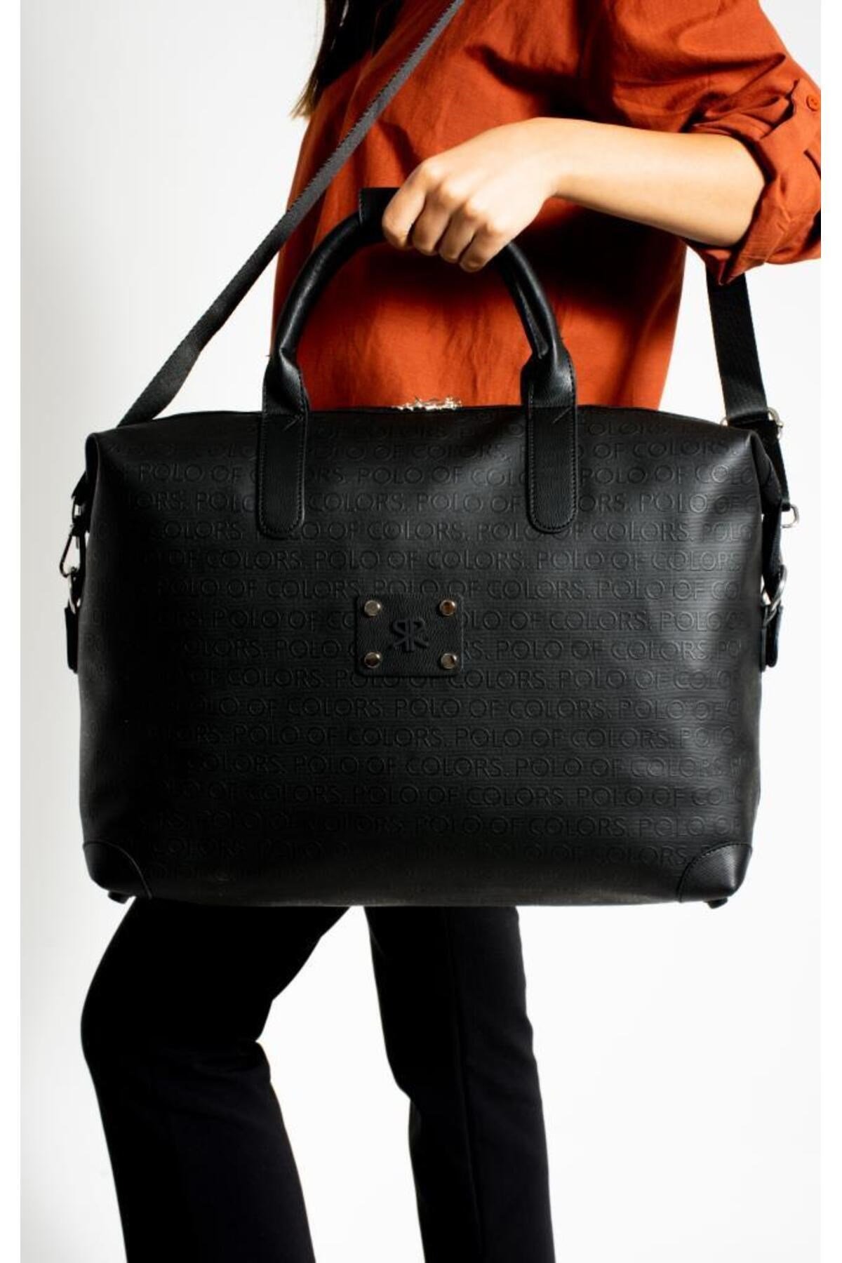 İmpolo BigBag SiyahGofraj Baskı Çok Amaçlı Seyhat Çantası 40x58 Ebatında