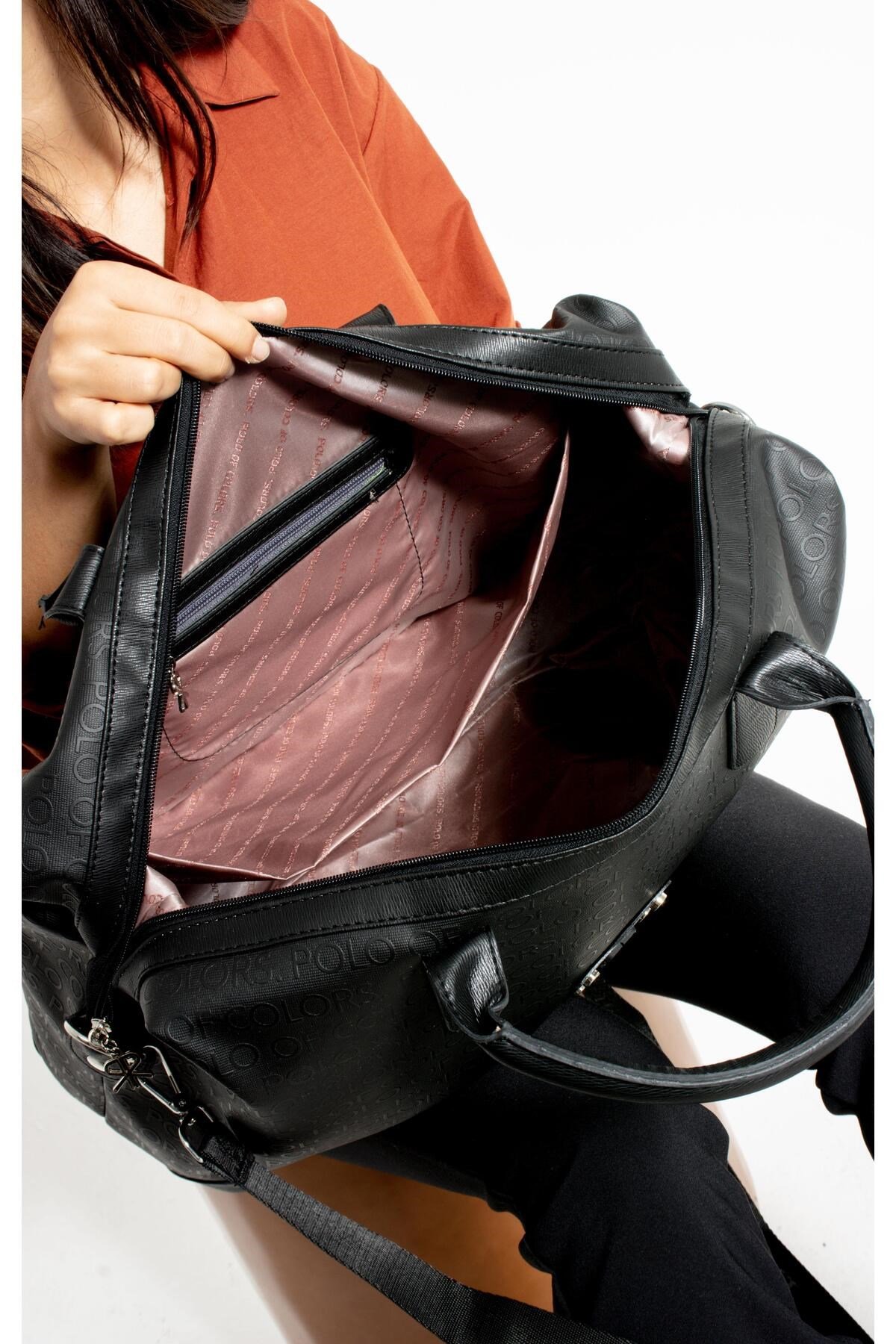 İmpolo BigBag SiyahGofraj Baskı Çok Amaçlı Seyhat Çantası 40x58 Ebatında
