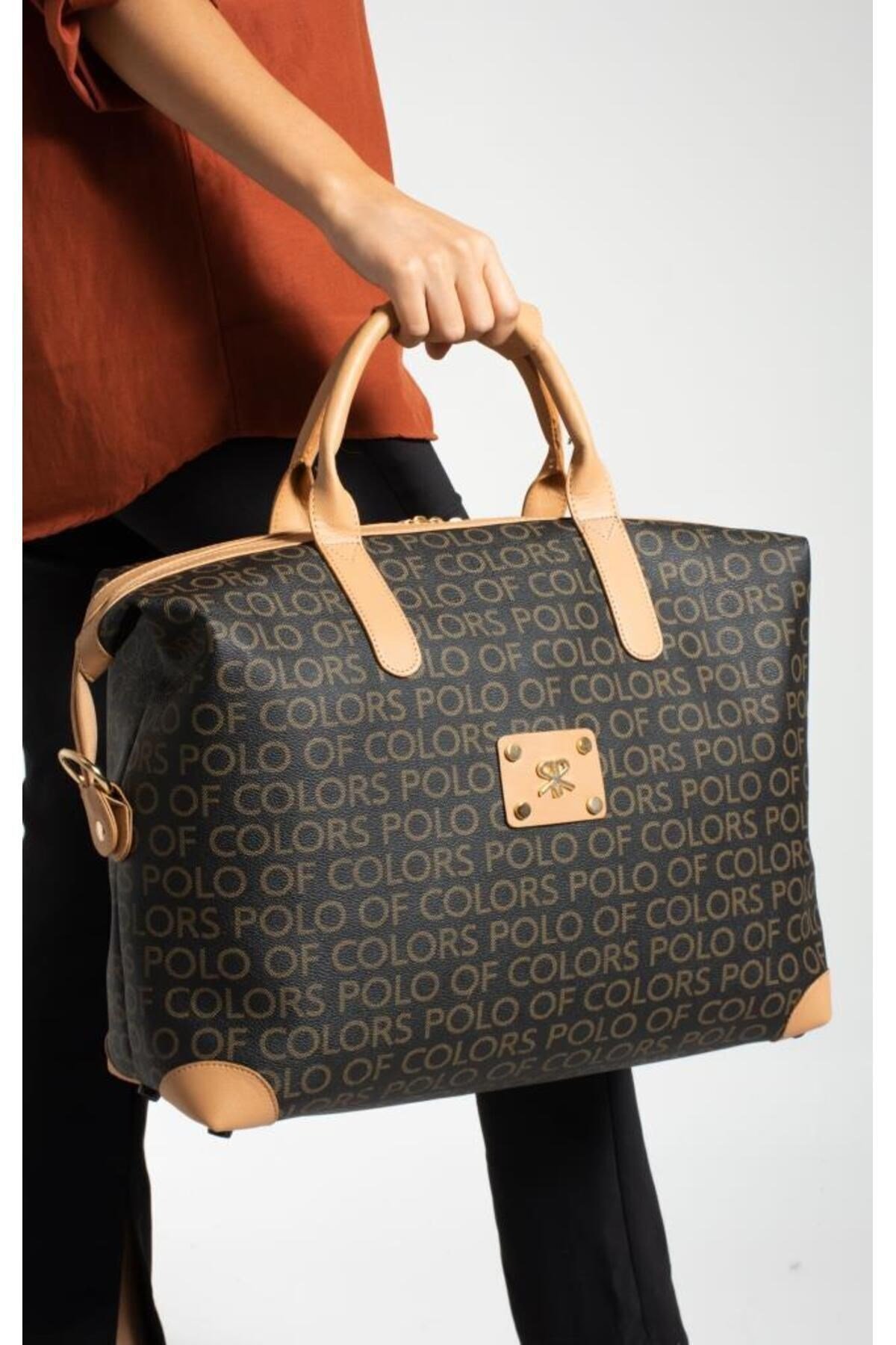 İmpolo BigBag SiyahKamelEmpirme Baskı Çok Amaçlı Seyhat Çantası 40x58 Ebatında