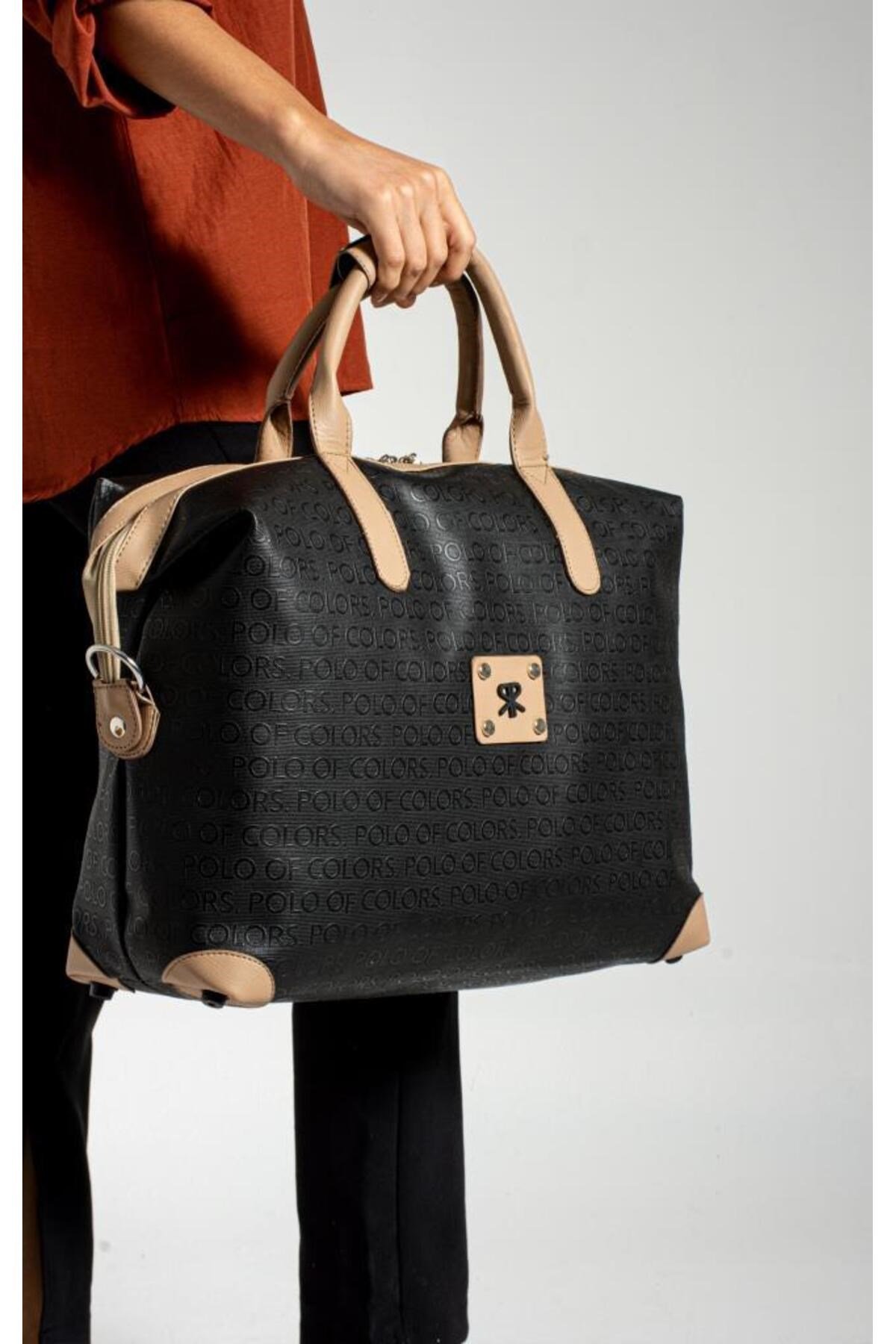 İmpolo BigBag SiyahKumGofraj Baskı Çok Amaçlı Seyhat Çantası 40x58 Ebatında