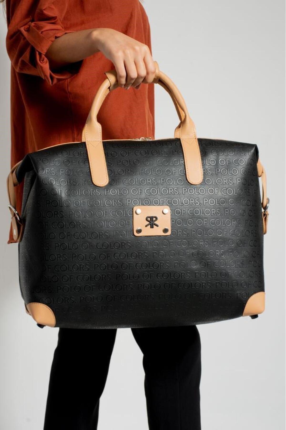 İmpolo BigBag SiyahTabaGofraj Baskı Çok Amaçlı Seyhat Çantası 40x58 Ebatında