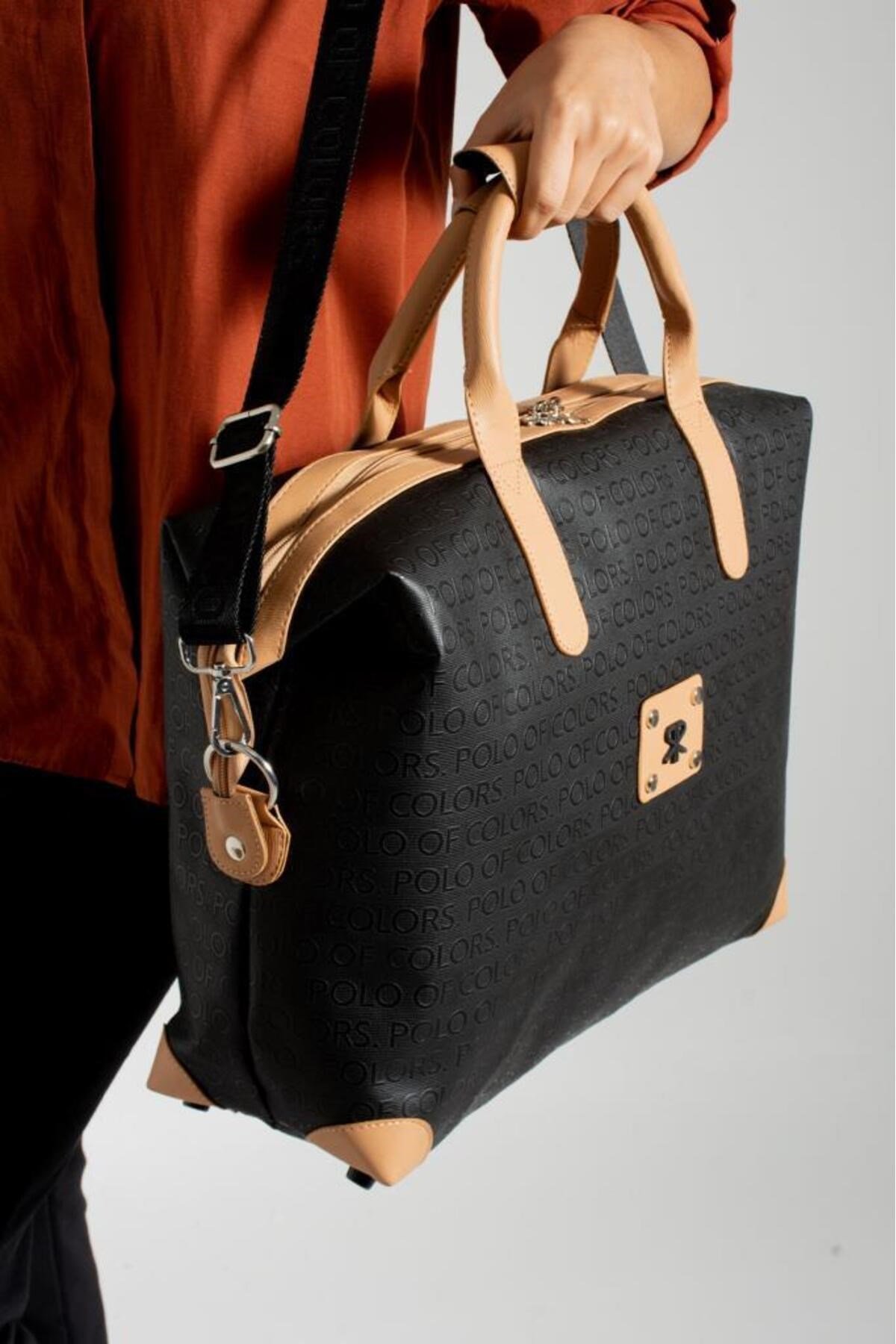 İmpolo BigBag SiyahTabaGofraj Baskı Çok Amaçlı Seyhat Çantası 40x58 Ebatında