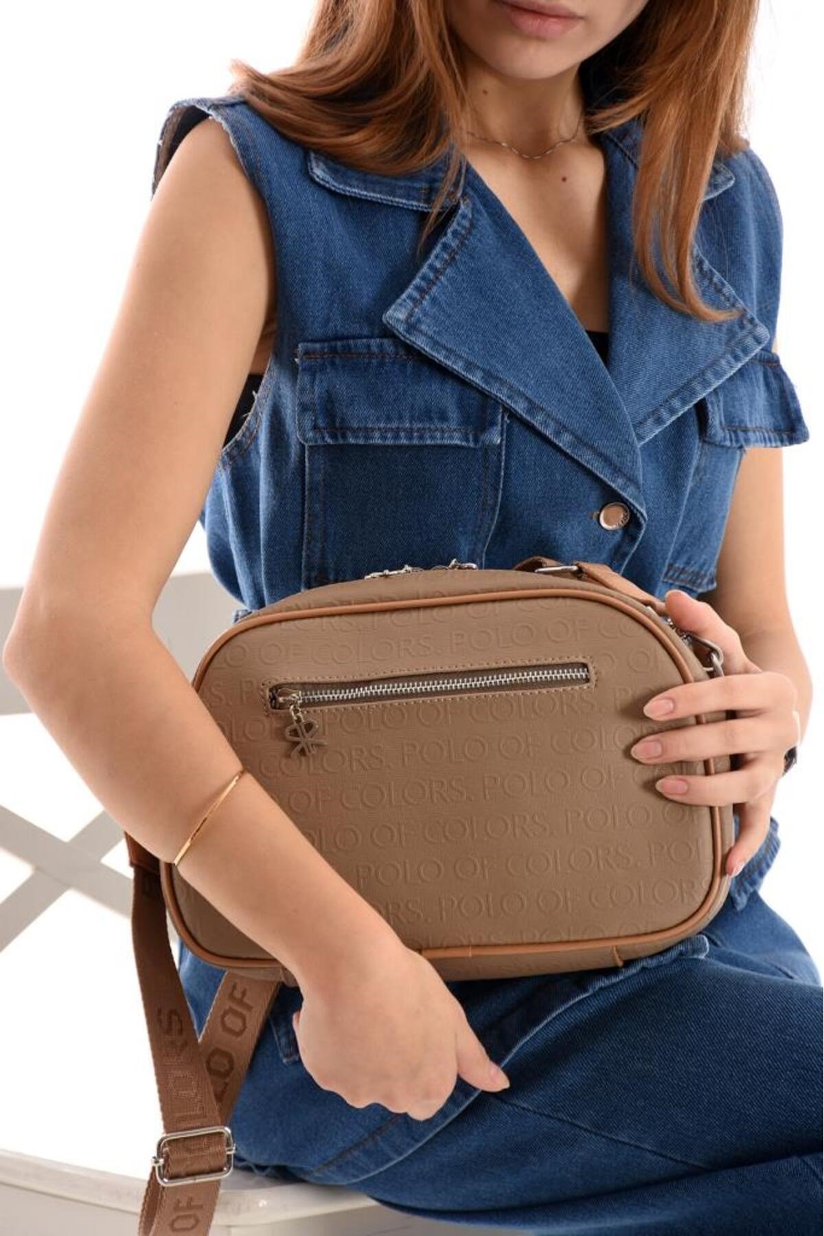 ImPolo Holly KumTabaGofraj Baskı Kadın Spor Çapraz Ve Omuz Çantası 20X28 Ebatında