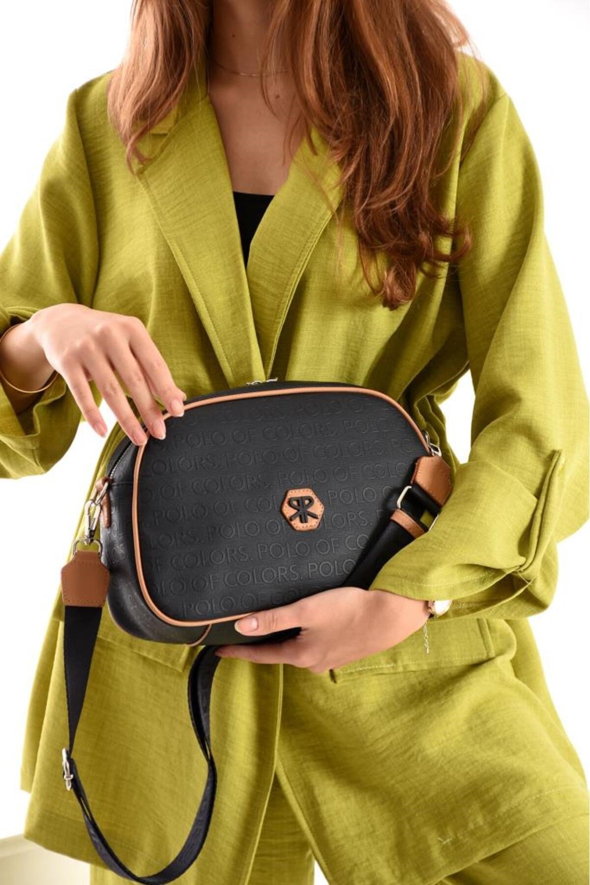 ImPolo Holly LacivertTabaGofraj Baskı Kadın Spor Çapraz Ve Omuz Çantası 20X28 Ebatında