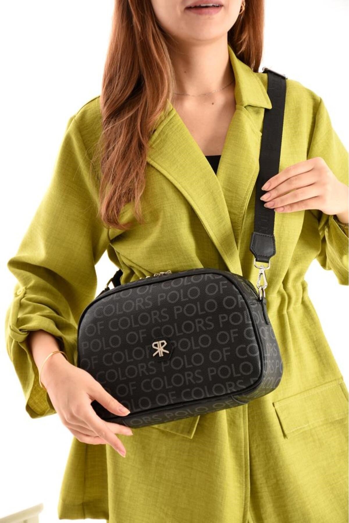 ImPolo Holly SiyahEmpirme Baskı Kadın Spor Çapraz Ve Omuz Çantası 20X28 Ebatında