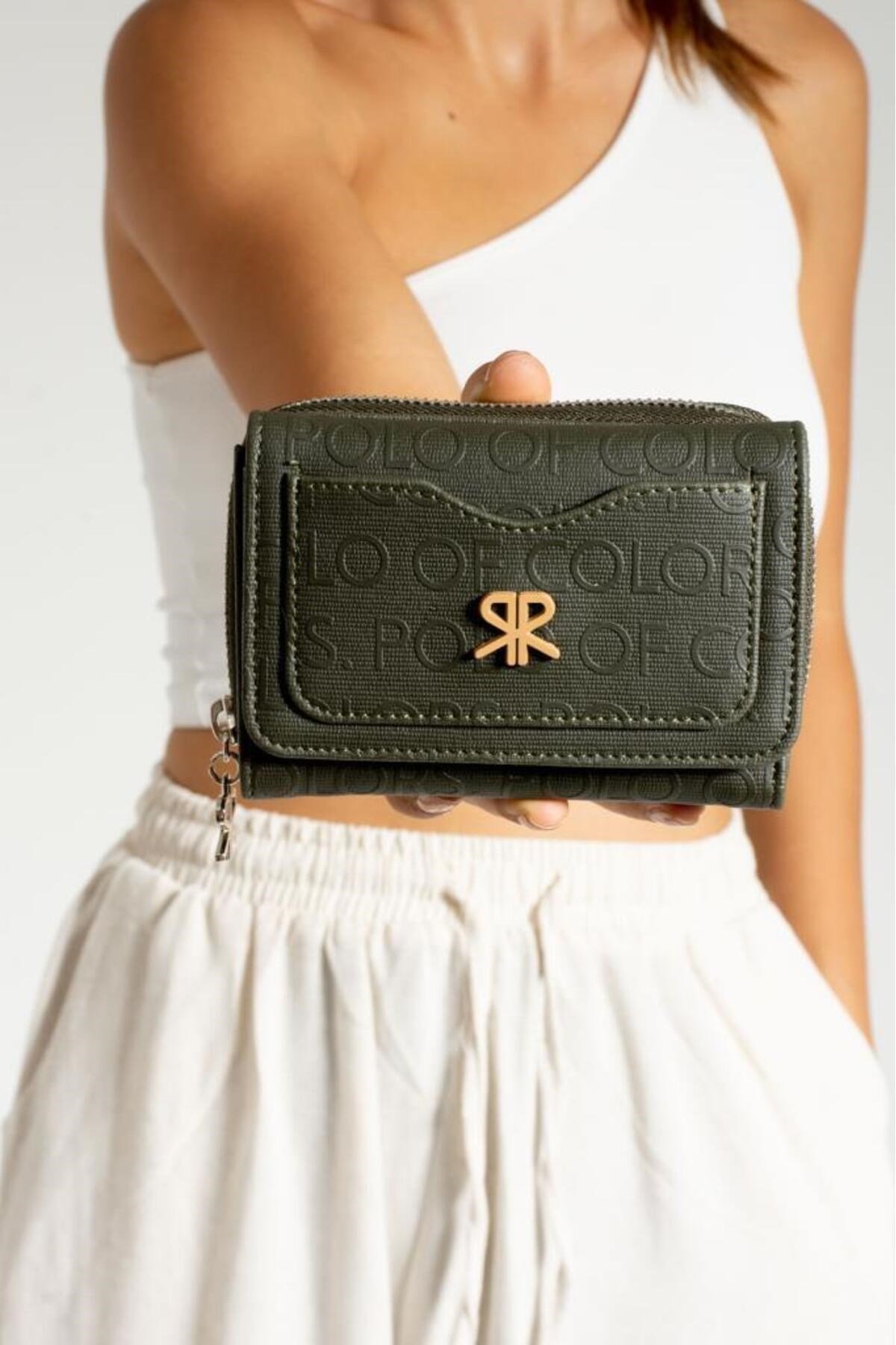 İmpolo Pamela HakiYeşilTabaGofrajBaskı Kadın Omuz Ve Çapraz Çanta 18x21 Ebatında