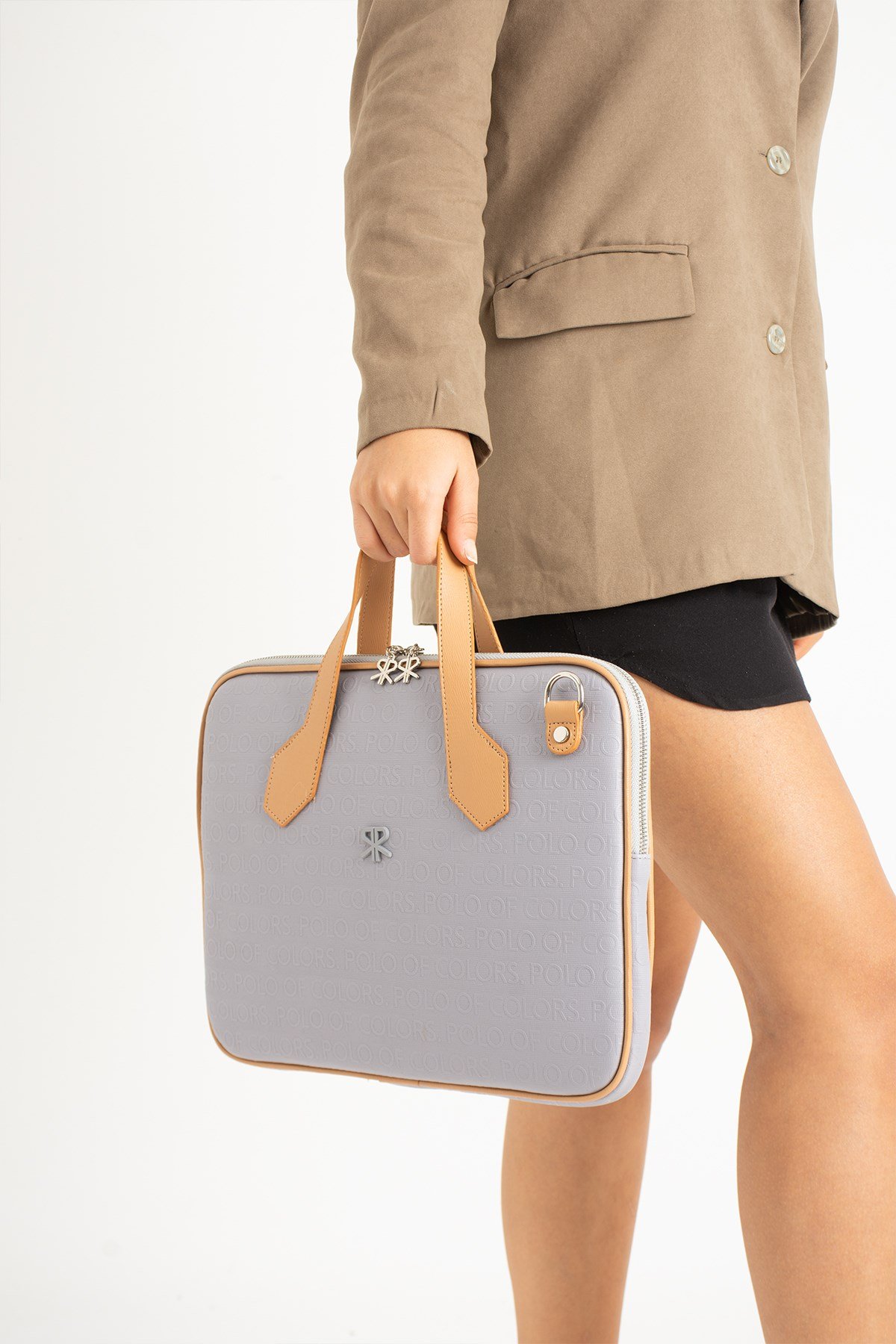 Joyce GriTabaGofraj Baskı Unisex Netbok Ve Evrak Çantsı 28x37 Ebatında
