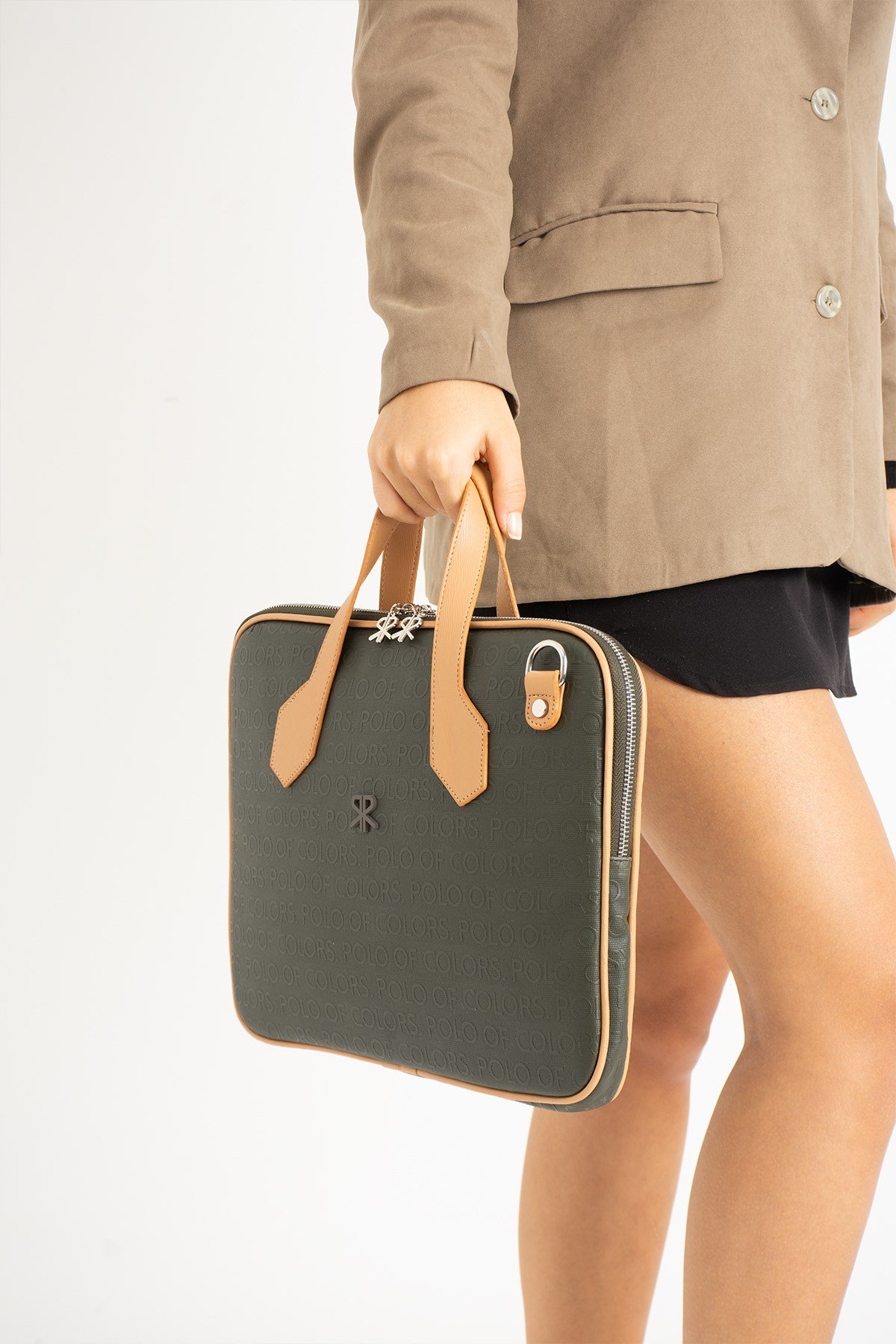Joyce HakiYeşiliTbaGofraj Baskı Unisex Netbok Ve Evrak Çantsı 28x37 Ebatında