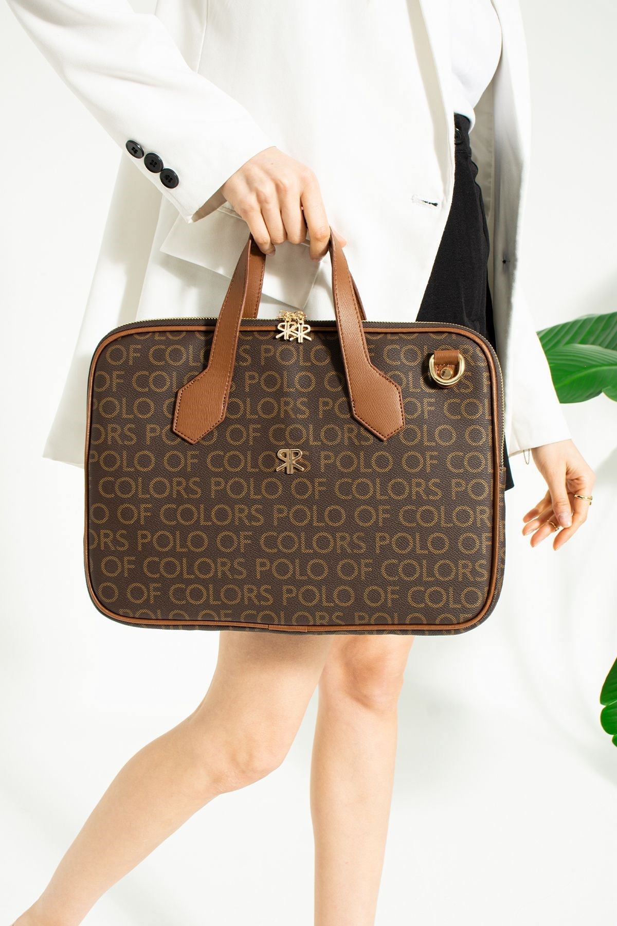 Joyce Kahve Kamel Empirme Baskı Unisex Netbok Ve Evrak Çantsı 28x37 Ebatında