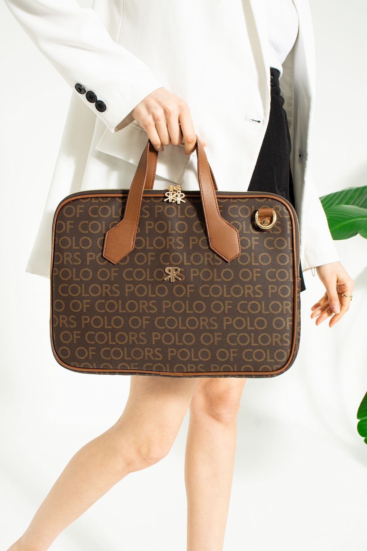 Joyce Kahve Kamel Empirme Baskı Unisex Netbok Ve Evrak Çantsı 28x37 Ebatında