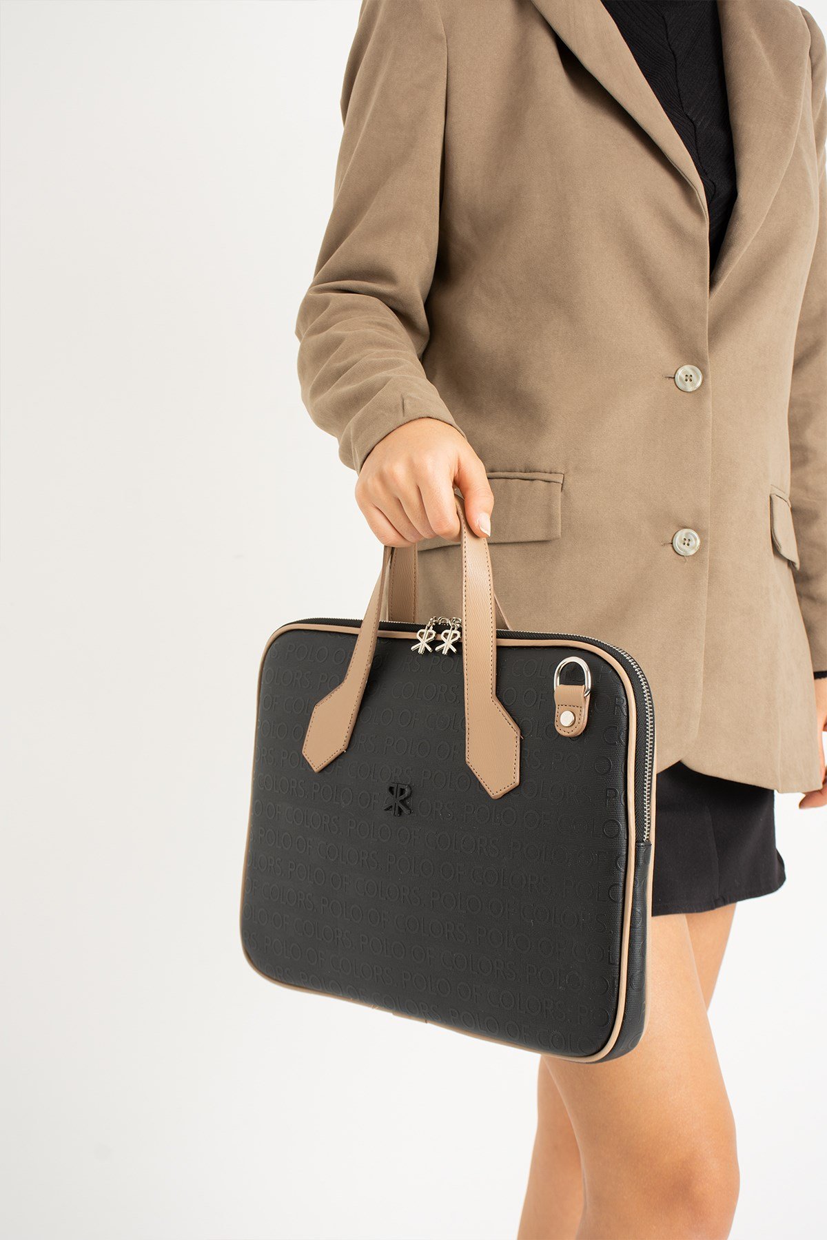 Joyce SiyahKumGofraj Baskı Unisex Netbok Ve Evrak Çantsı 28x37 Ebatında