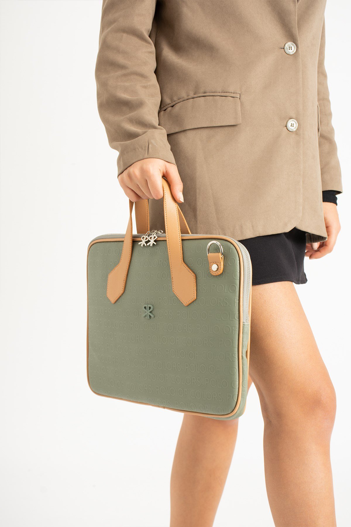 Joyce YeşilTabaGofraj Baskı Unisex Netbok Ve Evrak Çantsı 28x37 Ebatında
