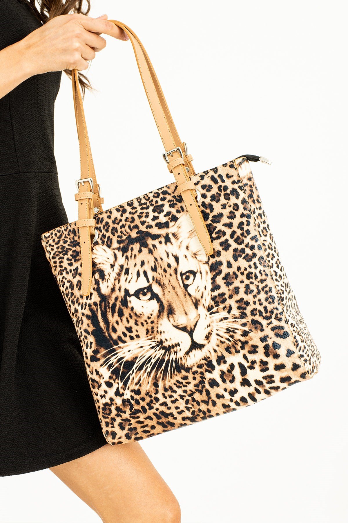 Laana Leopar Kadın Omuz Çantası 31x35 Ebat