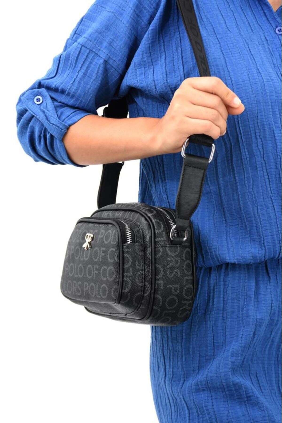 Satya Siyahempirme Baskı Kadın Omuz Ve Çapraz Çantası 17x22 Ebatında