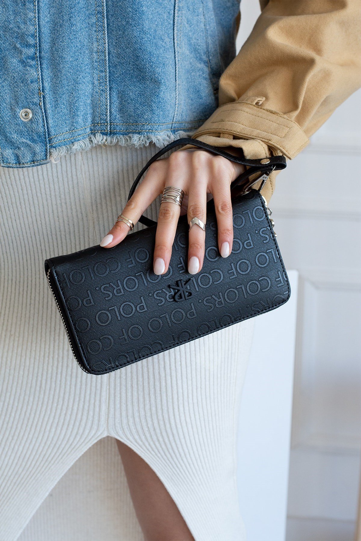 Stella Siyah Kum Kadın El Cüzdanı 20x11 Ebat
