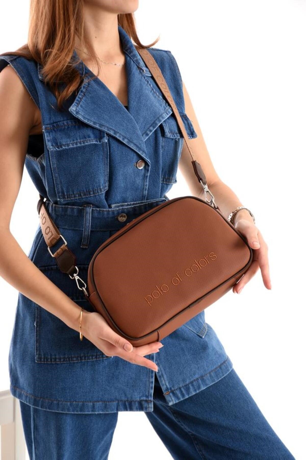 Taba Kahve Kadın Spor Çapraz Ve Omuz Çantası 20x28 Ebatında