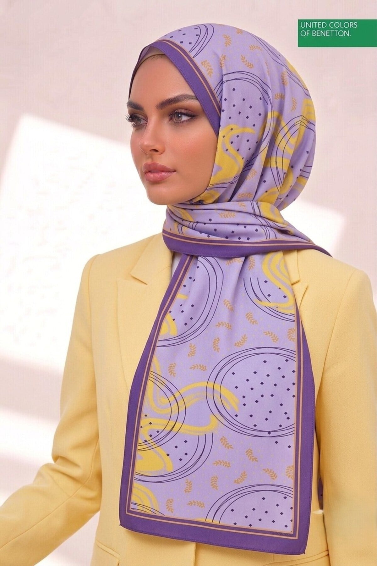 Benetton Fiore Desenli Şal B-S-1015 Lila