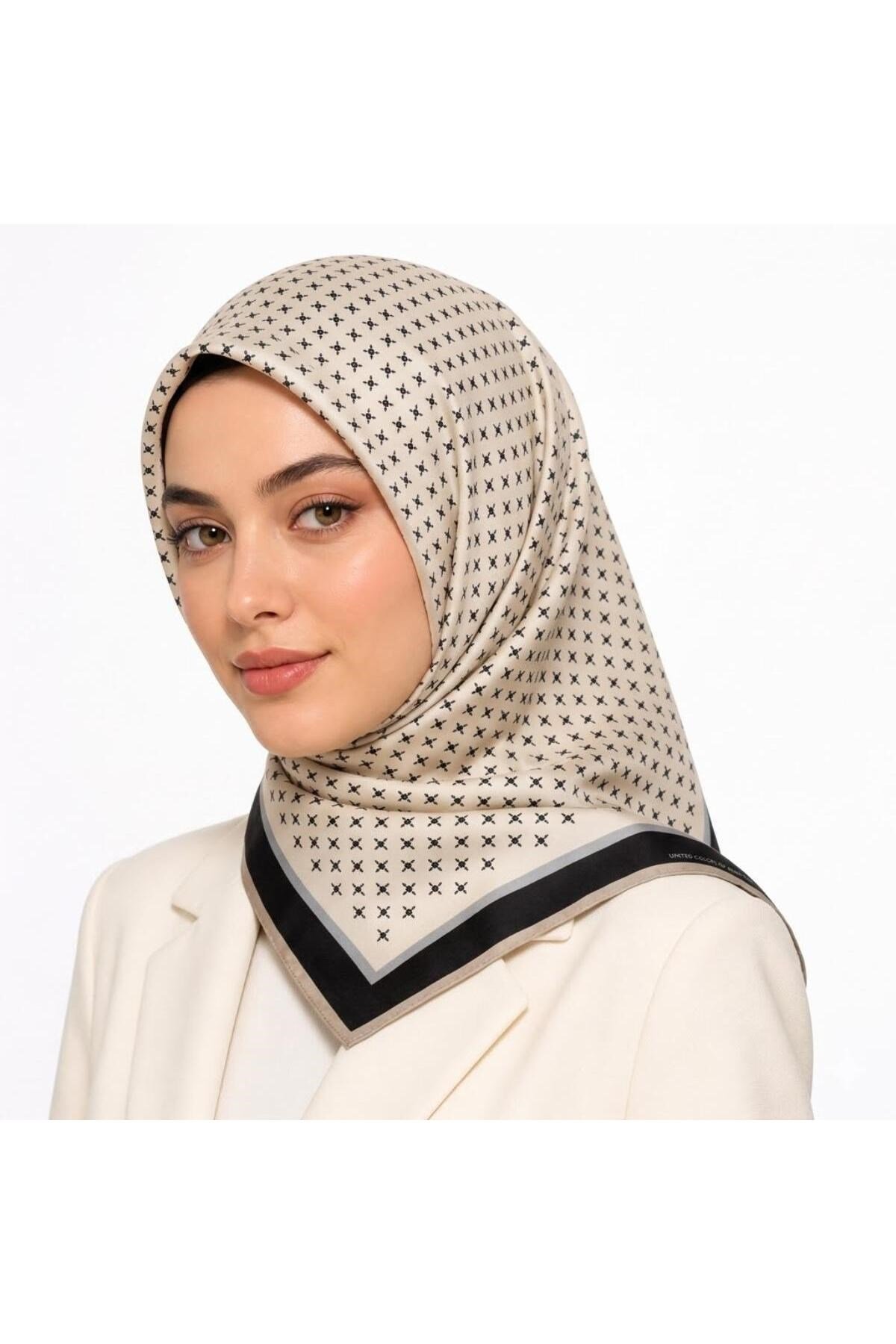 Benetton Sıena Desenli Eşarp B-E-1001 Siyah