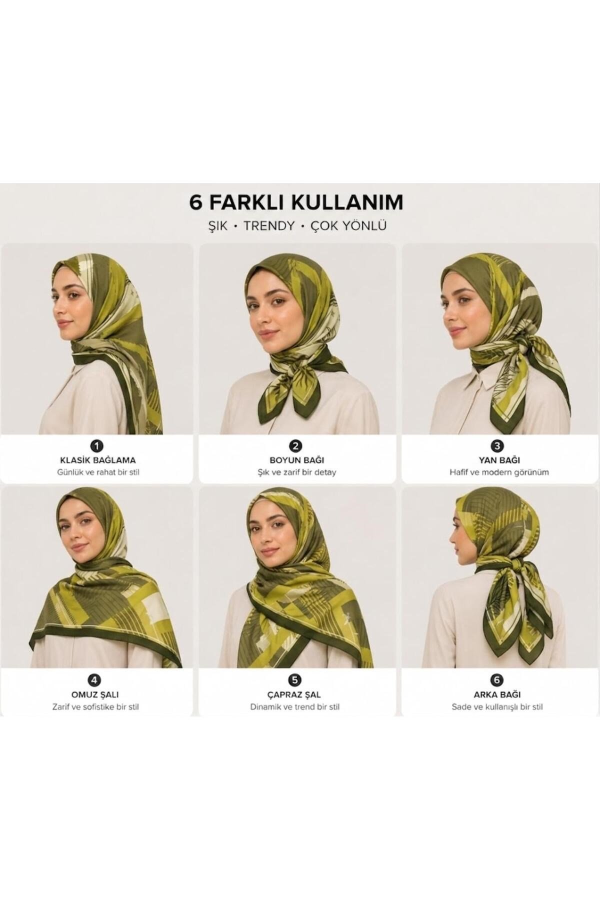 Benetton Sıena Desenli Eşarp B-E-1002 Haki