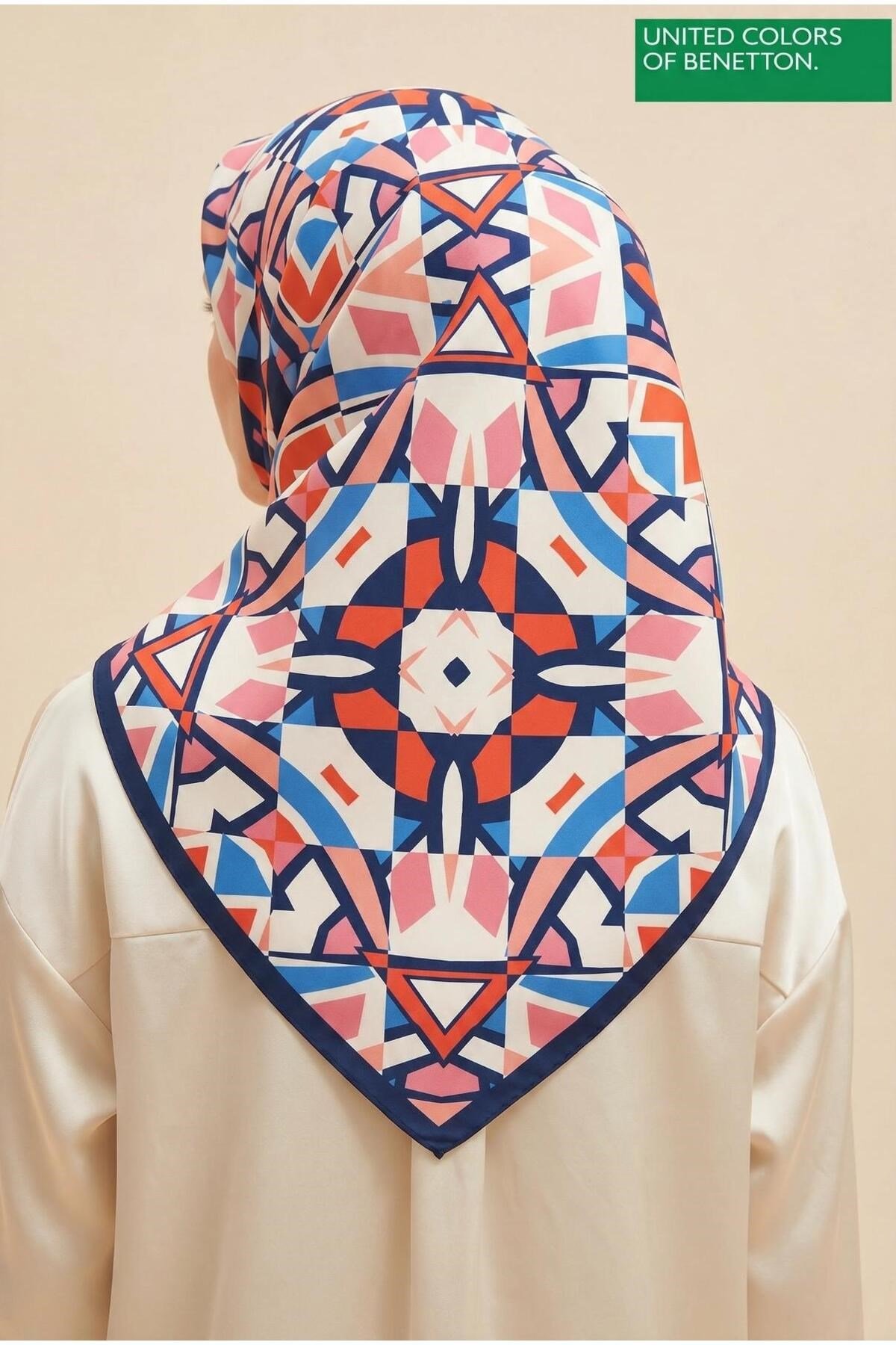 Benetton Sıena Desenli Eşarp B-E-1003 Lacivert