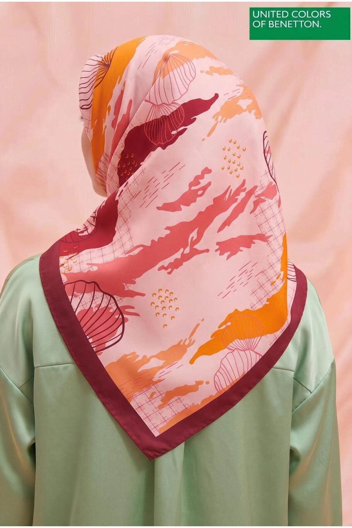 Benetton Sıena Desenli Eşarp B-E-1006 Bordo