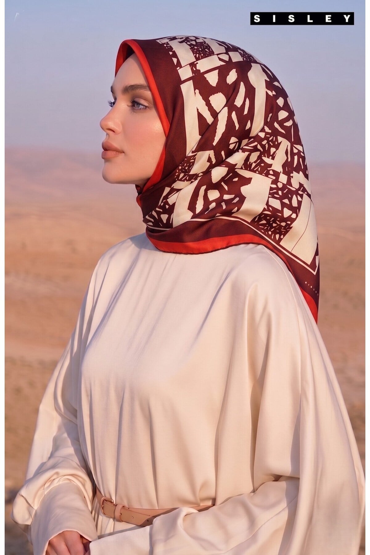 Sisley Elisa Desenli Eşarp S-E-2001 Bordo