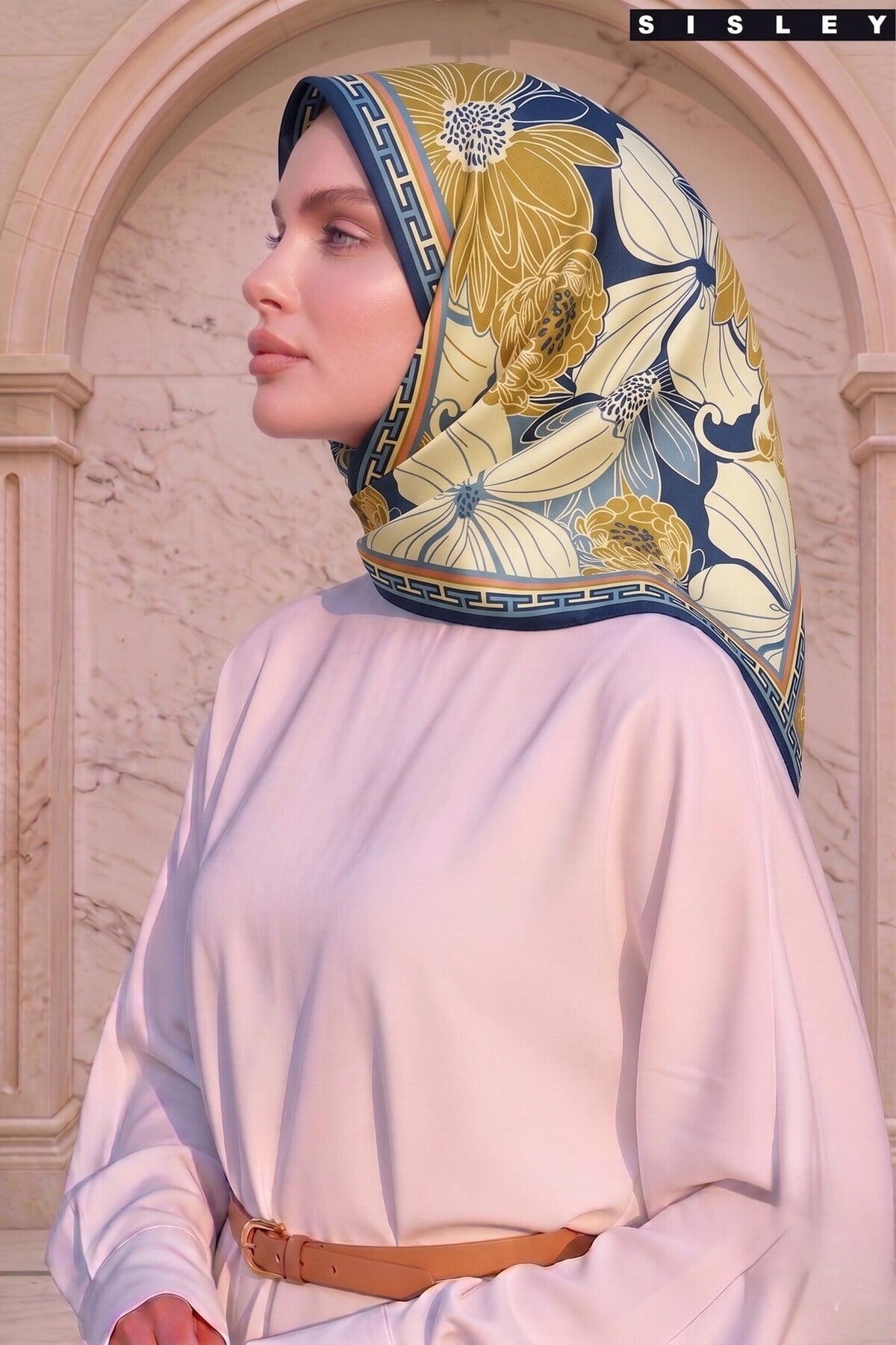 Sisley Elisa Desenli Eşarp S-E-2002 İndigo