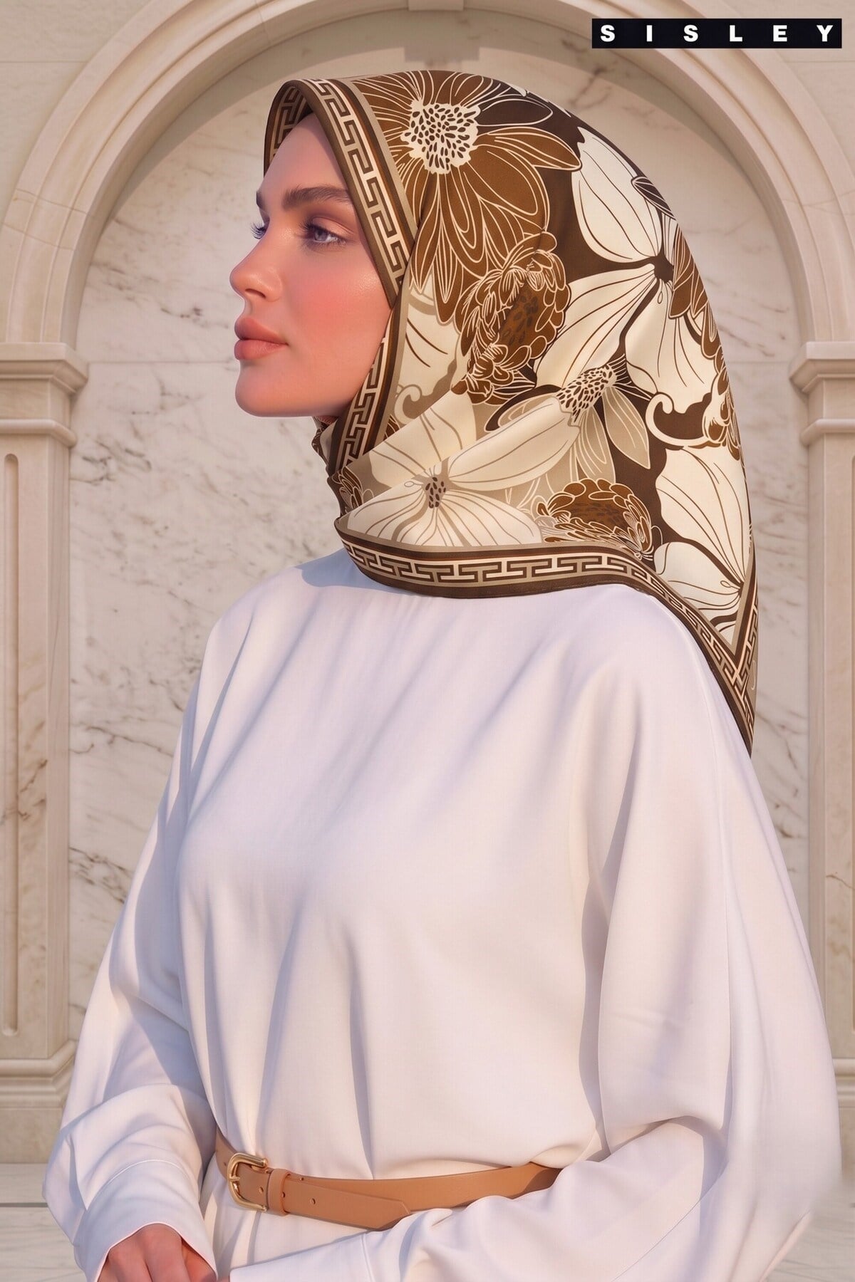 Sisley Elisa Desenli Eşarp S-E-2002 Vizon