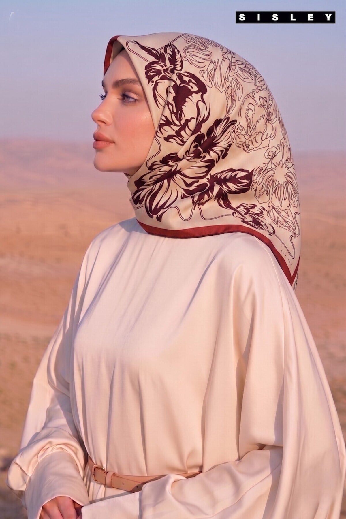Sisley Elisa Desenli Eşarp S-E-2005 Bordo