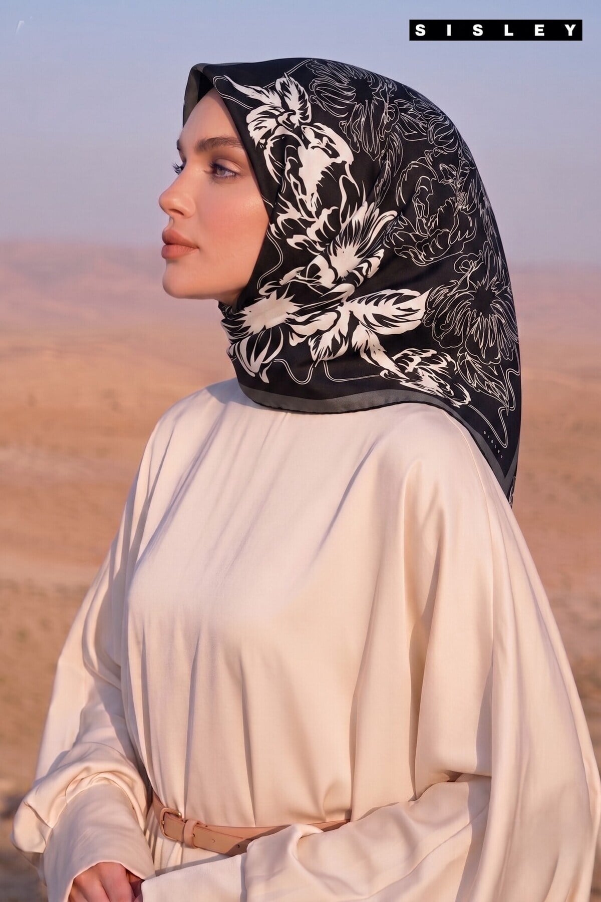 Sisley Elisa Desenli Eşarp S-E-2005 Siyah