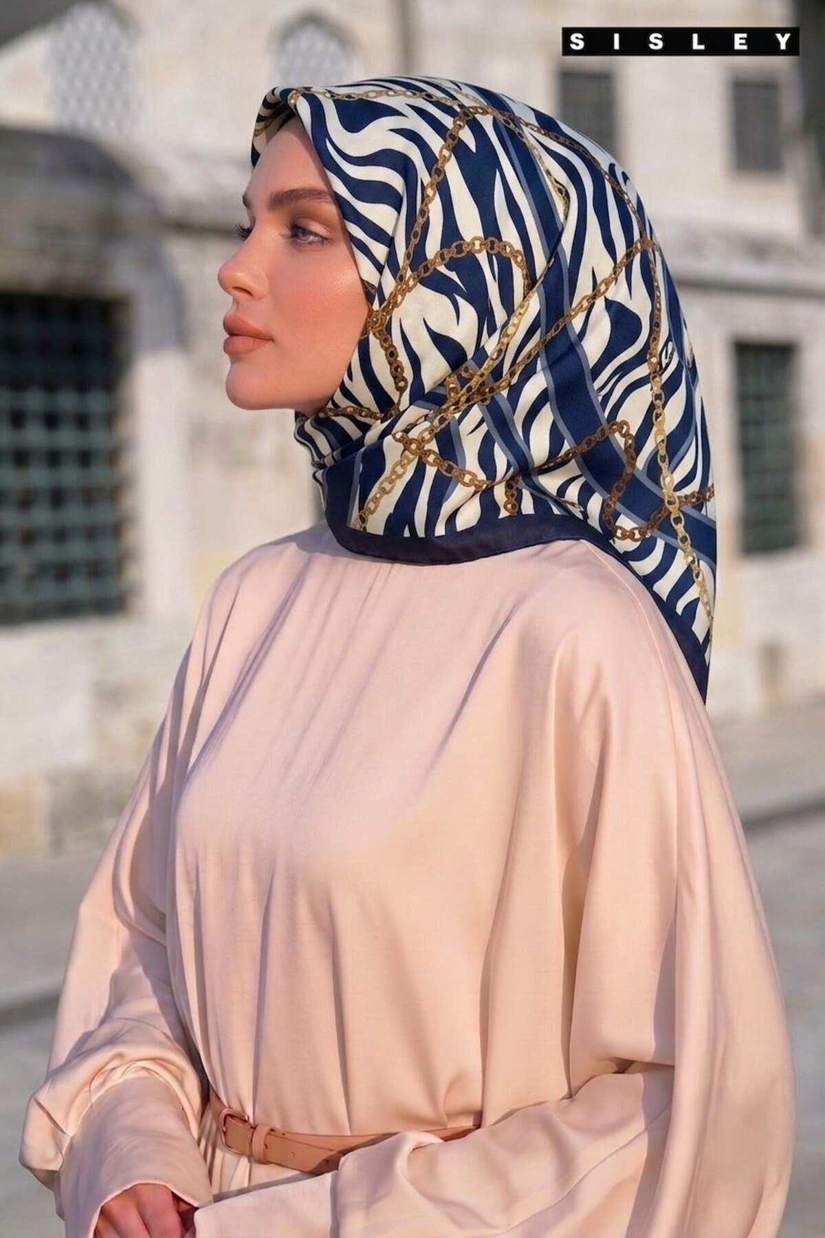 Sisley Elisa Desenli Eşarp S-E-2007 Lacivert