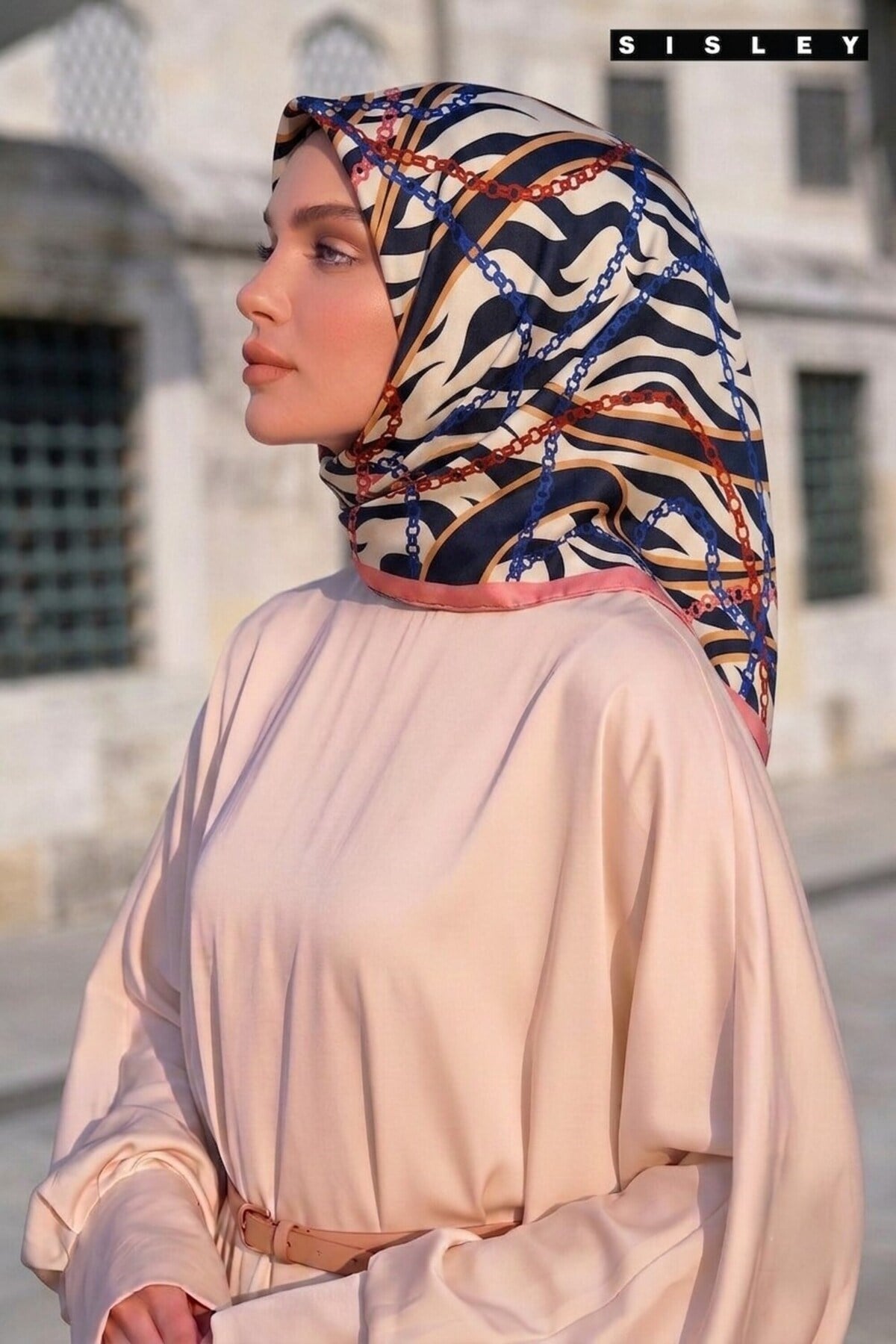 Sisley Elisa Desenli Eşarp S-E-2007 Mavi