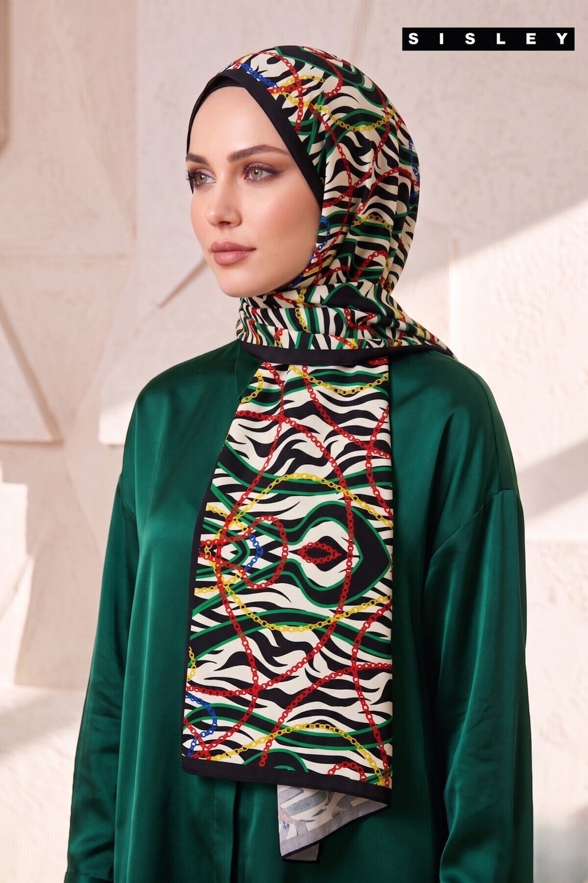 Sisley Esila Desenli Şal S-S-2009 Siyah