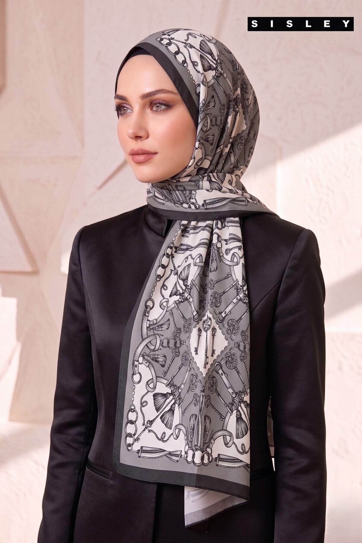 Sisley Esila Desenli Şal S-S-2011 Gri
