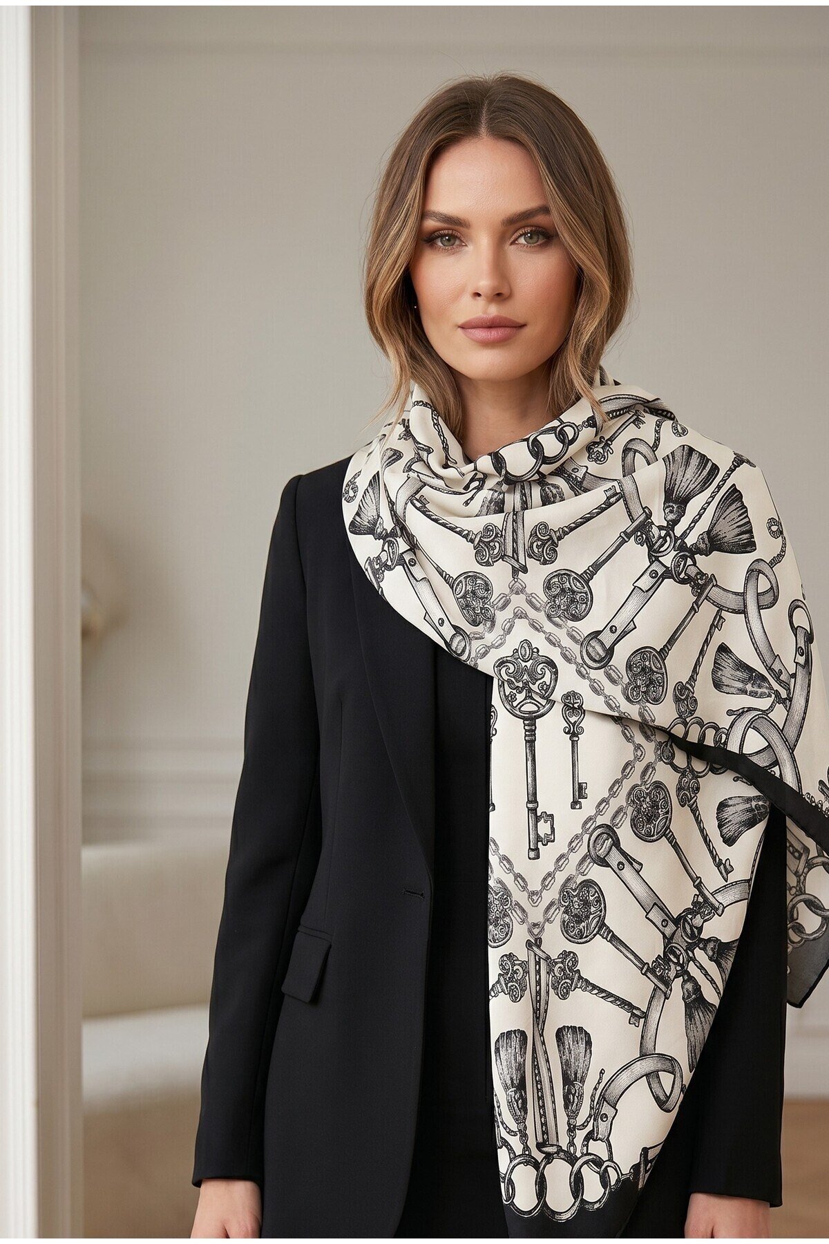 Sisley Esila Desenli Şal S-S-2011 Gri