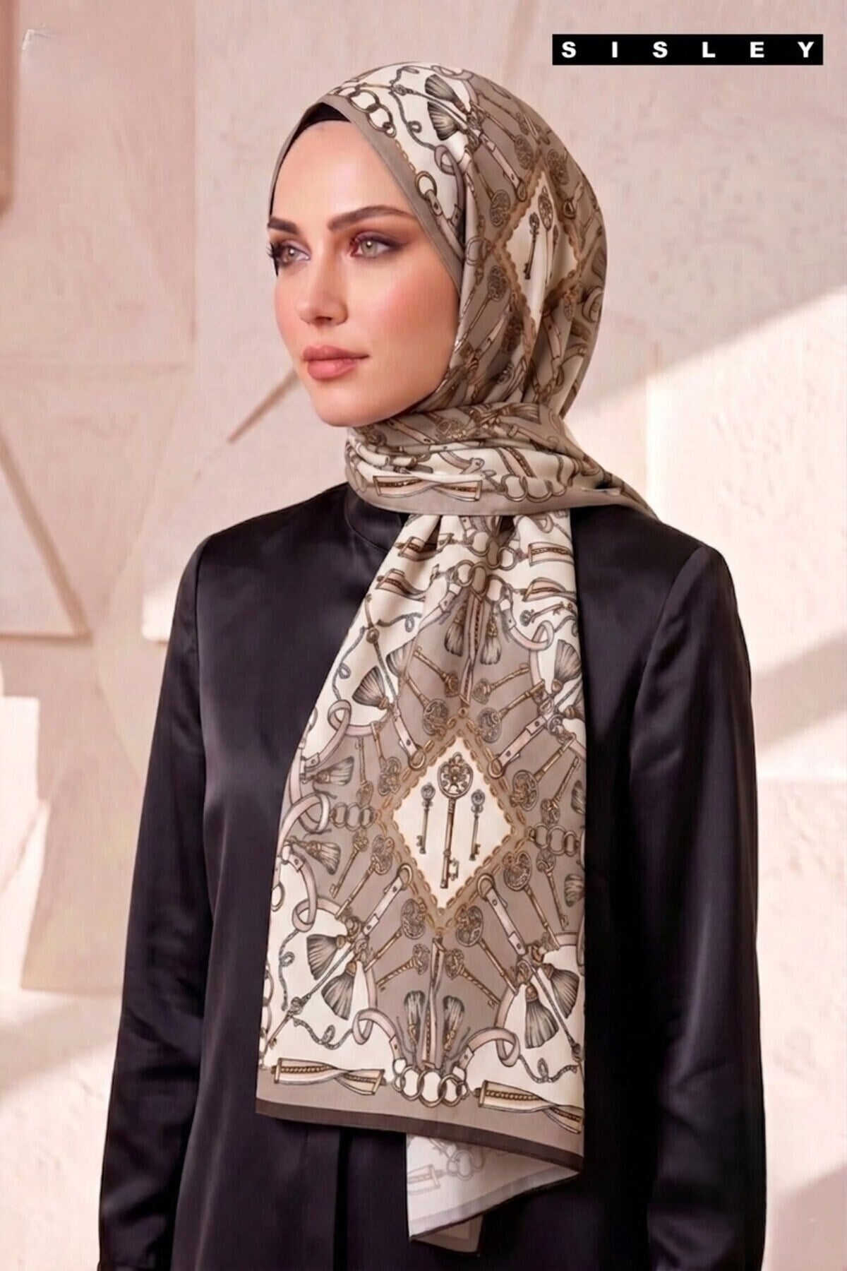 Sisley Esila Desenli Şal S-S-2011 Vizon