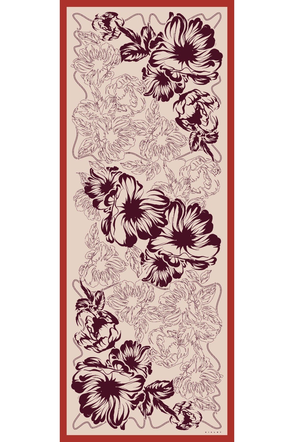 Sisley Esila Desenli Şal S-S-2013 Bordo